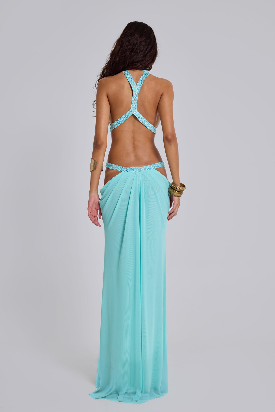 6AM Cut Out Maxi Dress in Turquoise