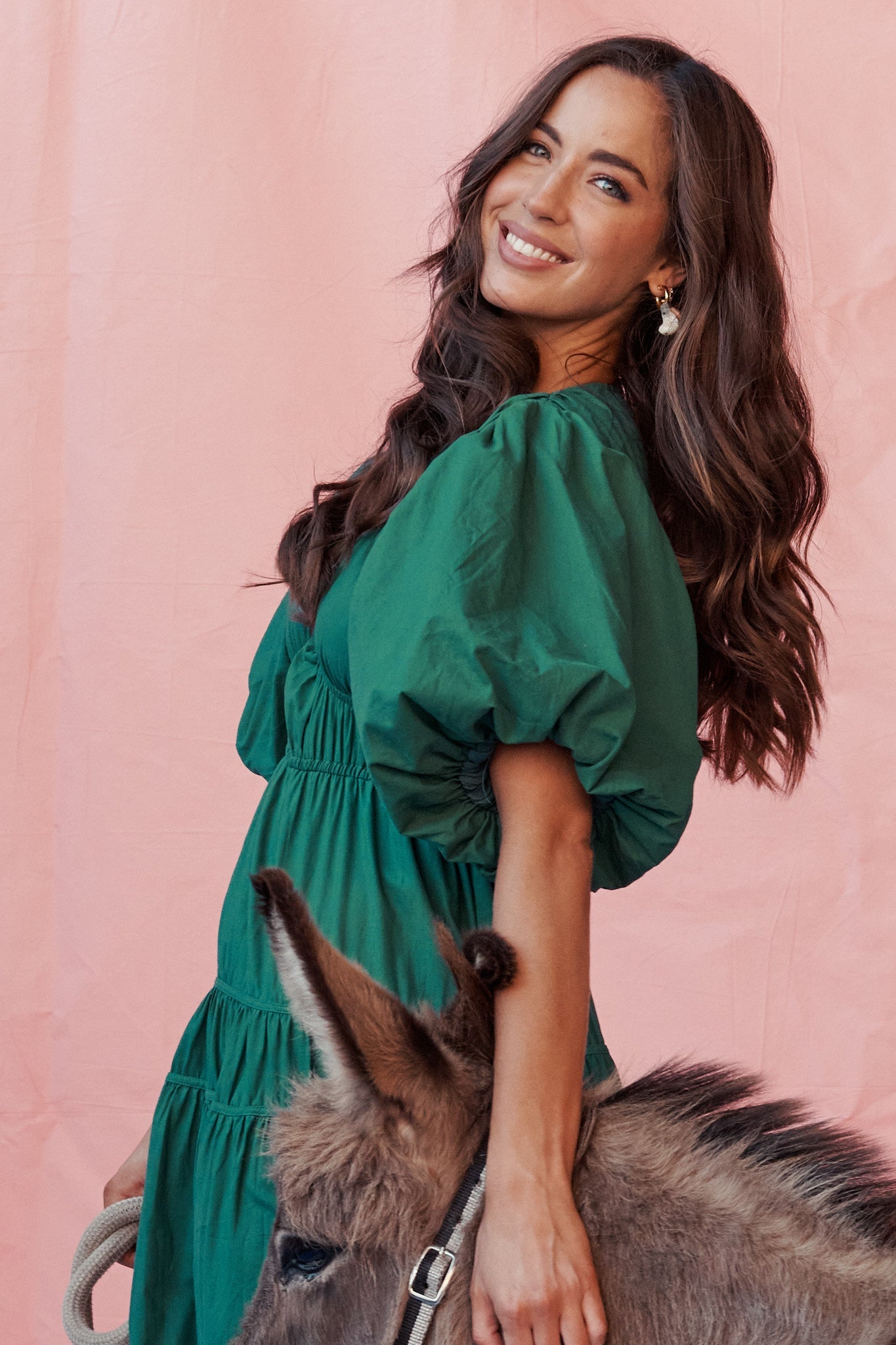 Amalie Midi Dress In Green Cotton