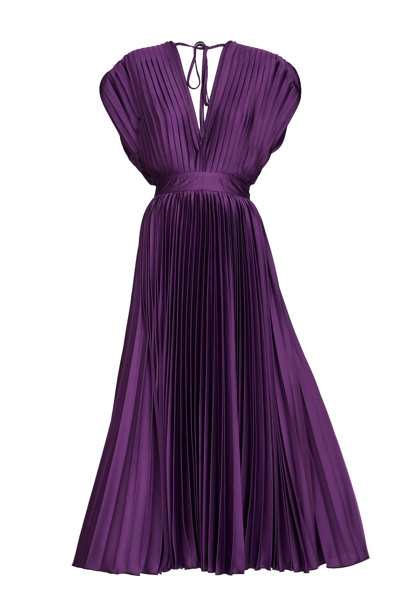 Anetta Midi Dress In Pleated In Purple Satin