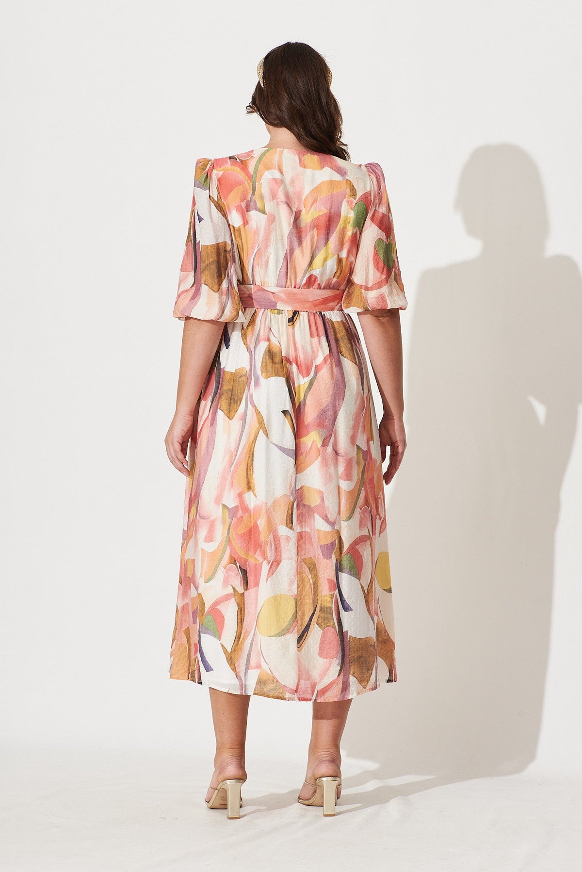 Adrina Maxi Dress In White With Multi Floral
