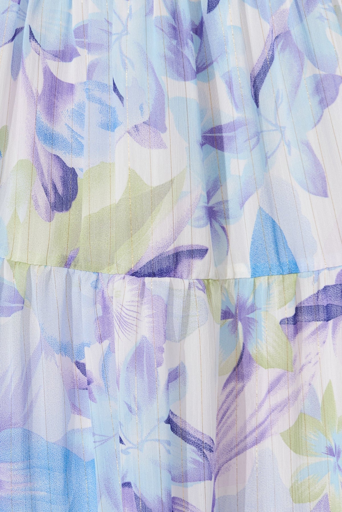 Celine Midi Dress In Blue With Green Watercolour Floral Print
