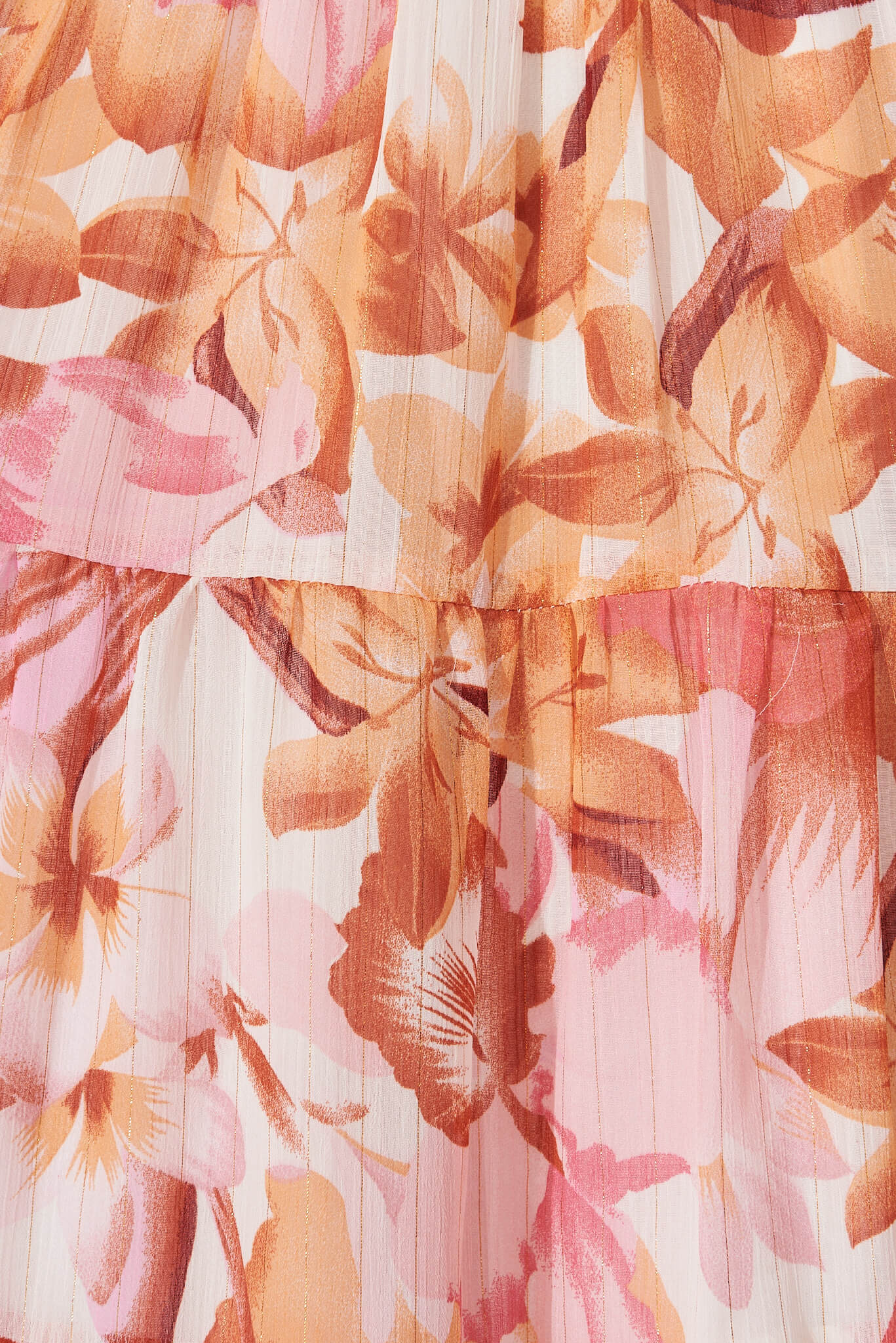 Celine Midi Dress in Pink Floral Lurex Chiffon