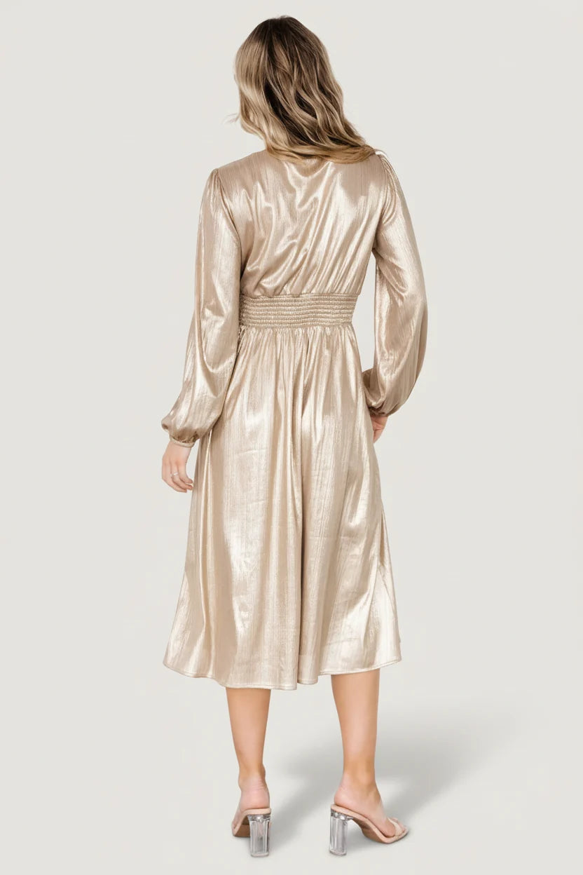 Aisha Shimmer Dress | Champagne