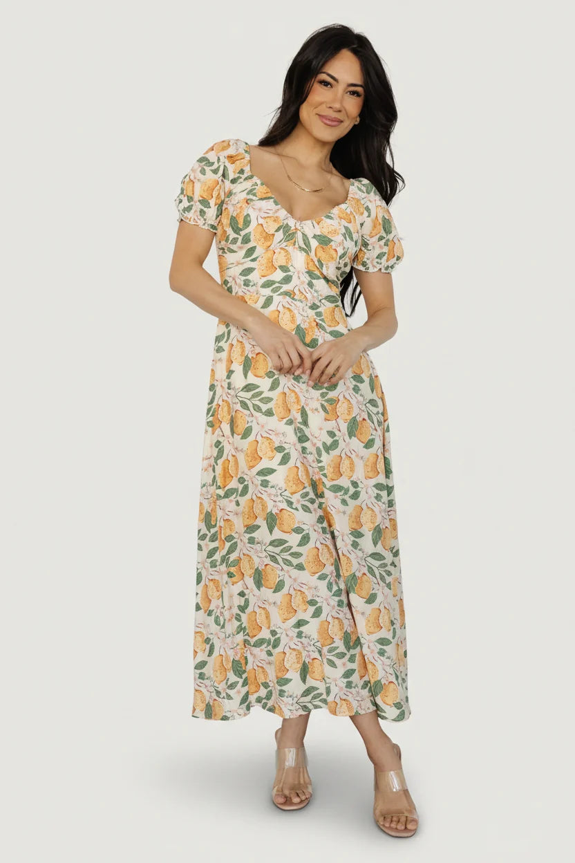Amalfi Midi Dress | Lemon Print
