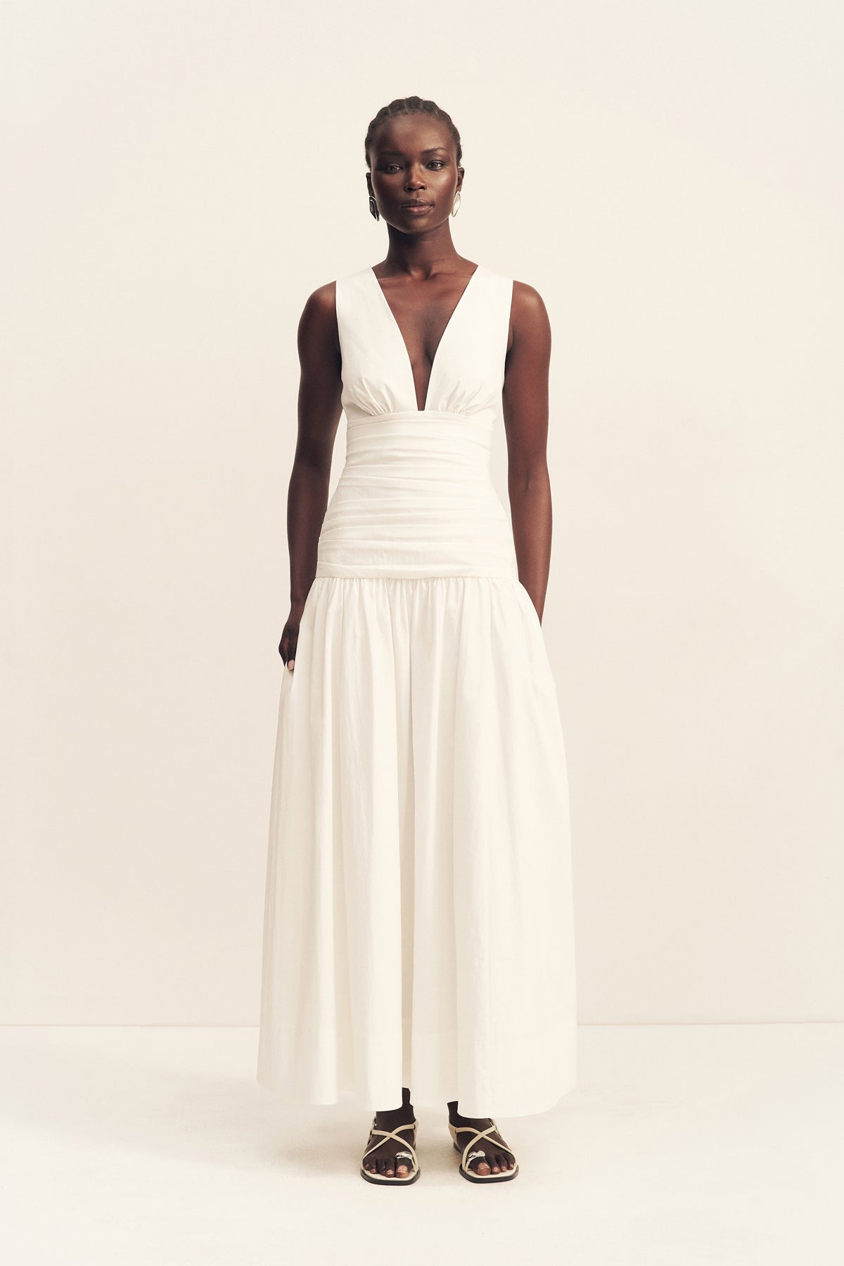 CAMPBELL GATHERED MAXI DRESS - IVORY