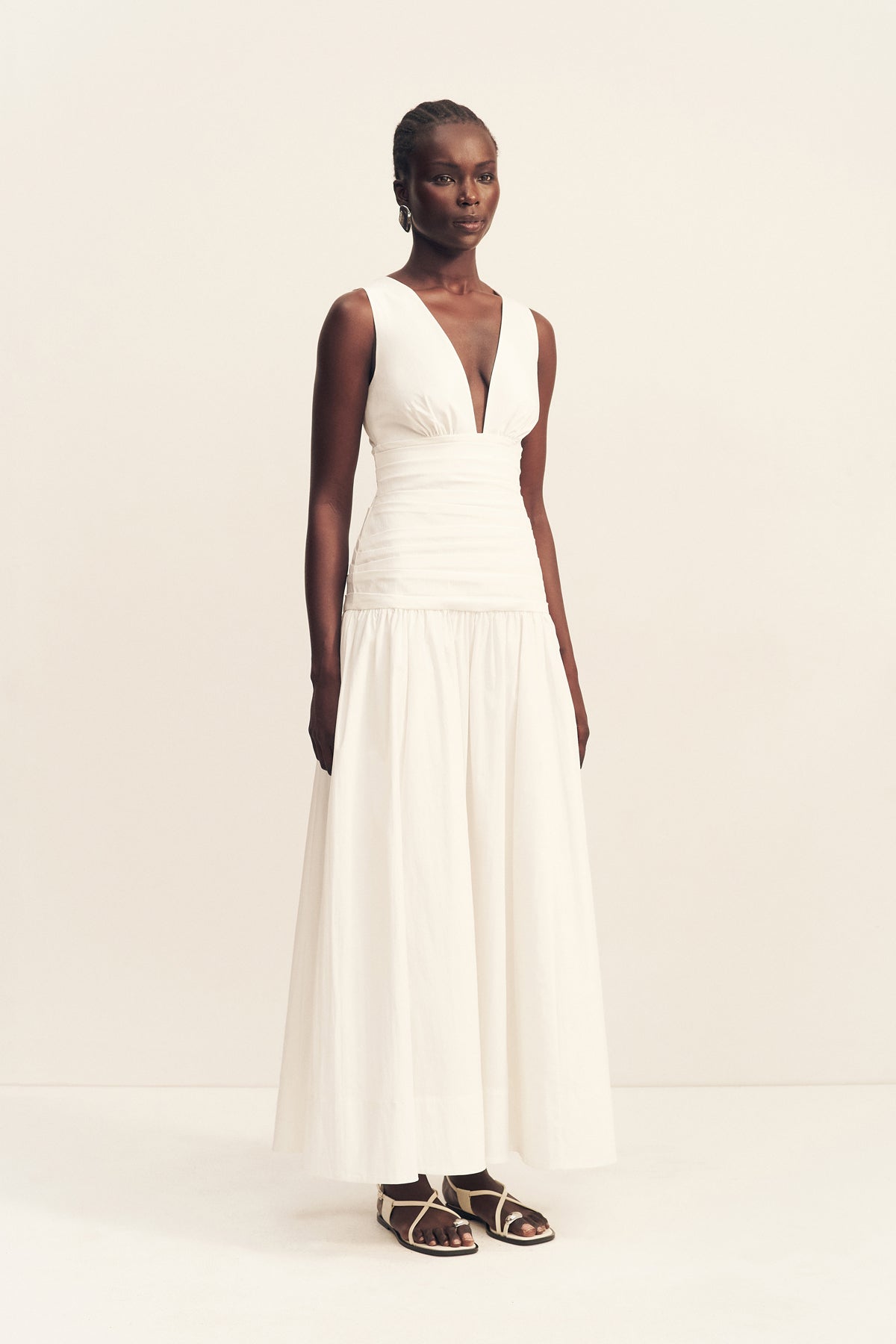 CAMPBELL GATHERED MAXI DRESS - IVORY