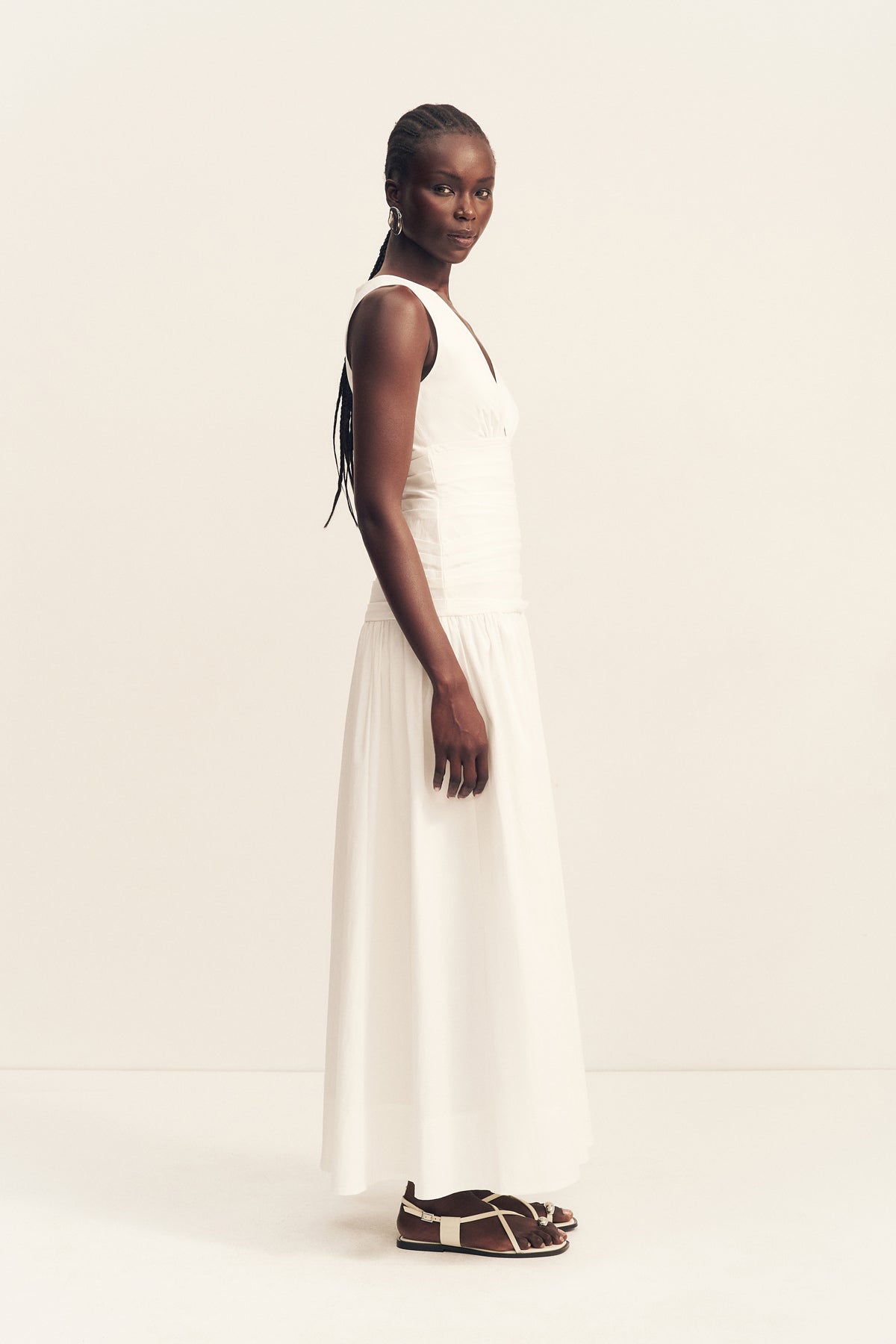 CAMPBELL GATHERED MAXI DRESS - IVORY