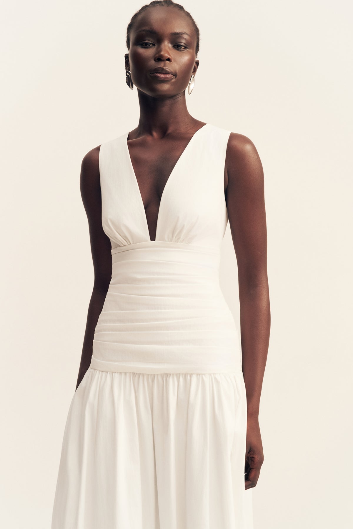 CAMPBELL GATHERED MAXI DRESS - IVORY