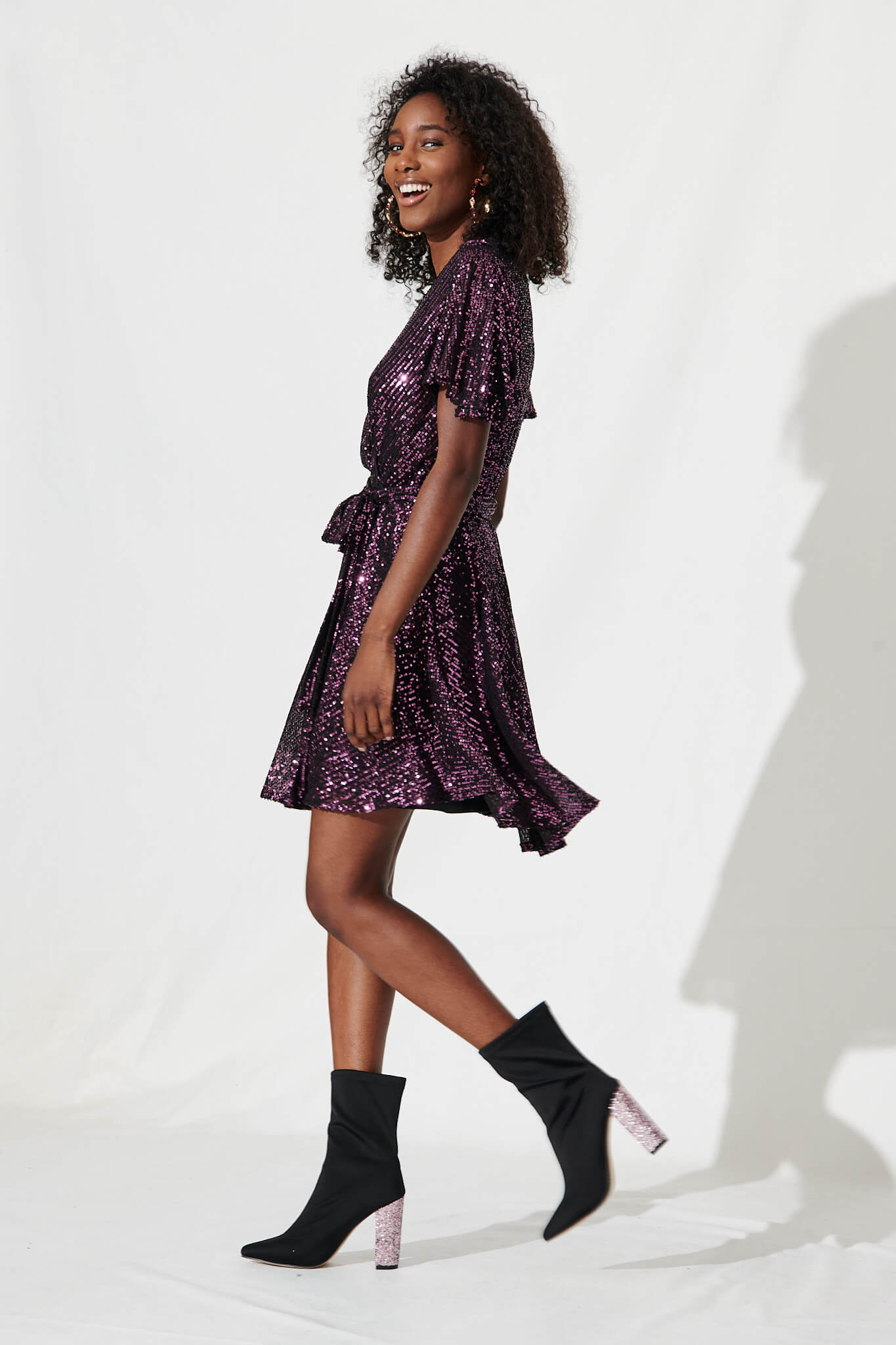 Amoretto Dress In Wine Sequin