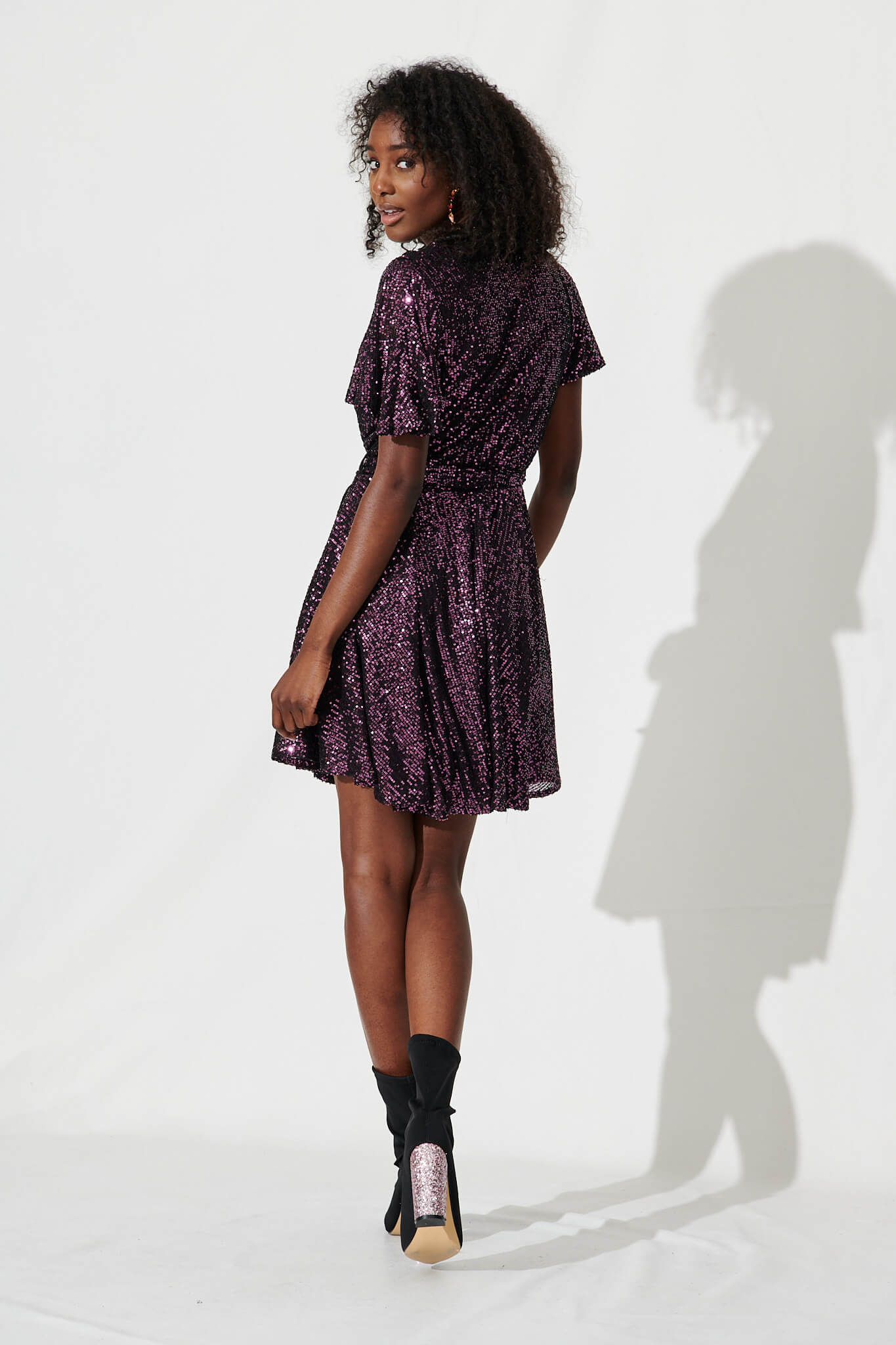 Amoretto Dress In Wine Sequin