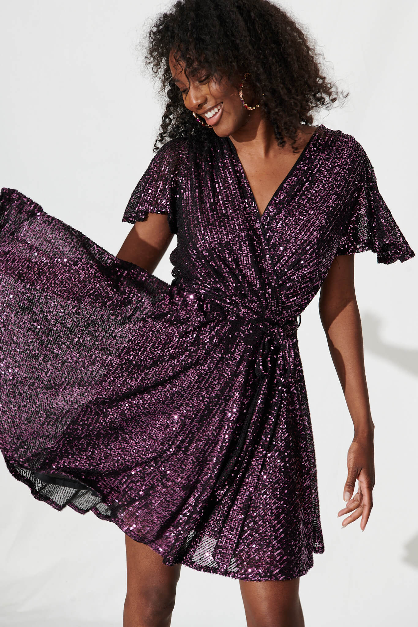 Amoretto Dress In Wine Sequin