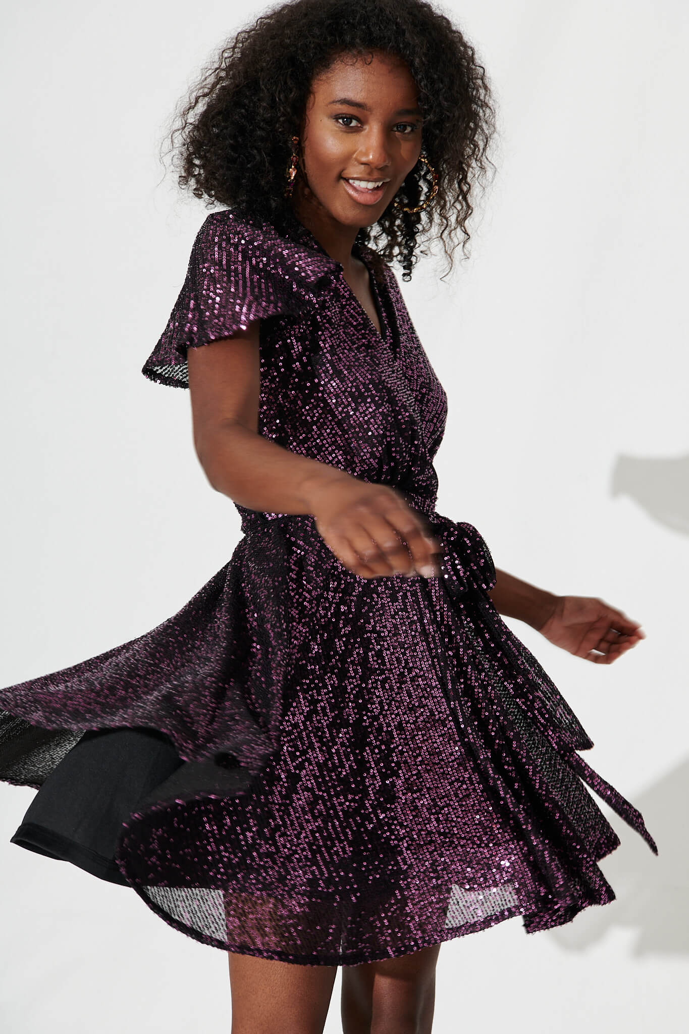Amoretto Dress In Wine Sequin