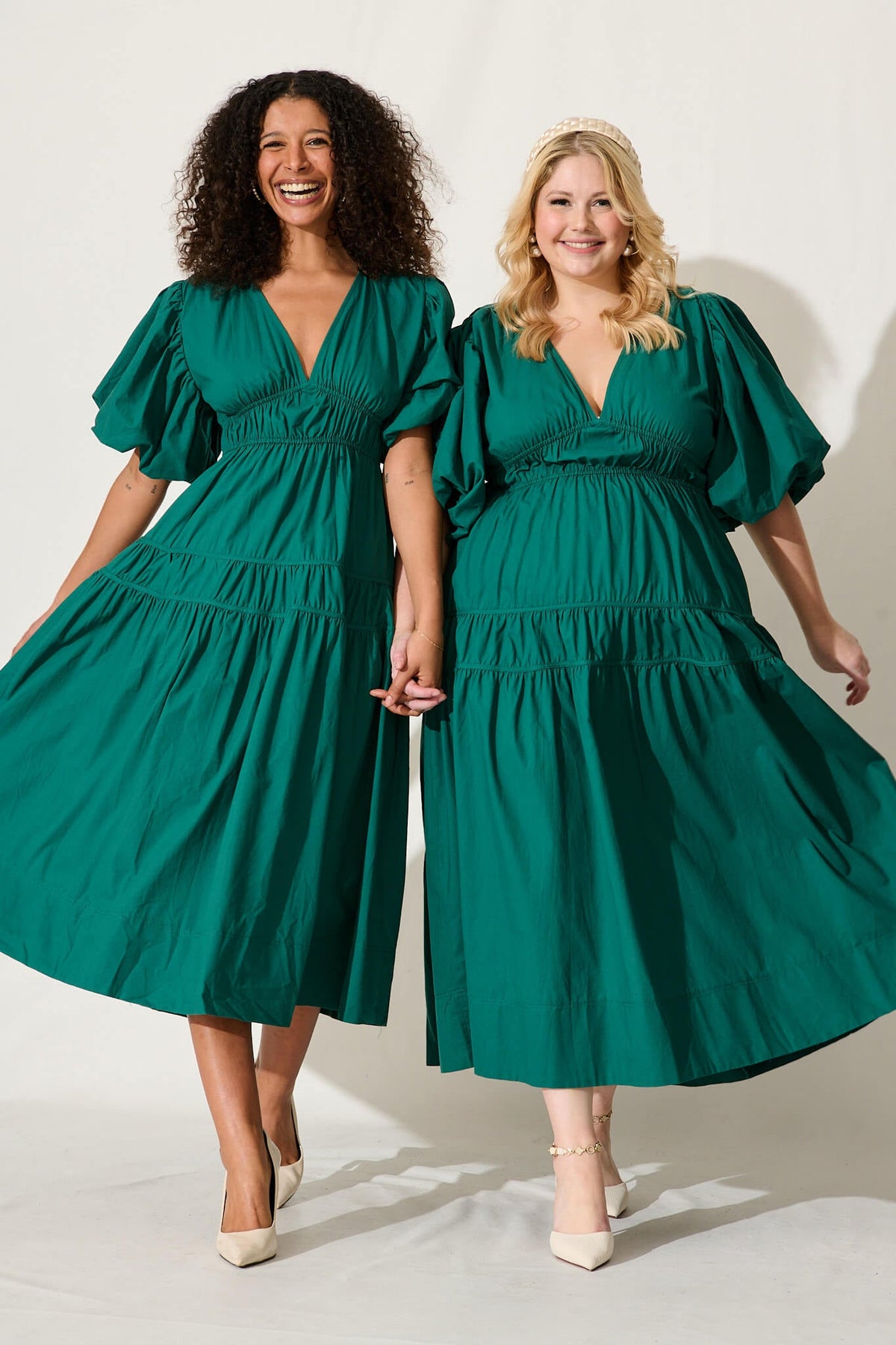 Amalie Midi Dress In Green Cotton