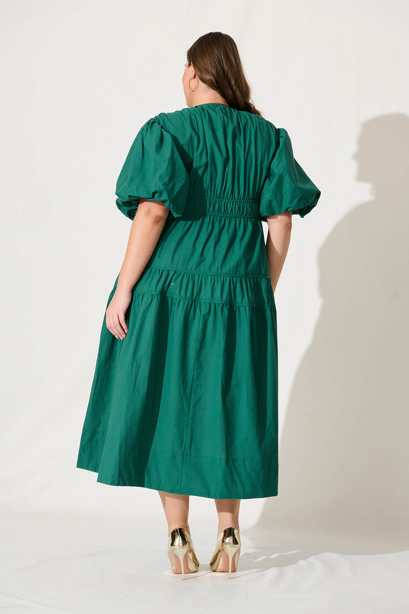 Amalie Midi Dress In Green Cotton