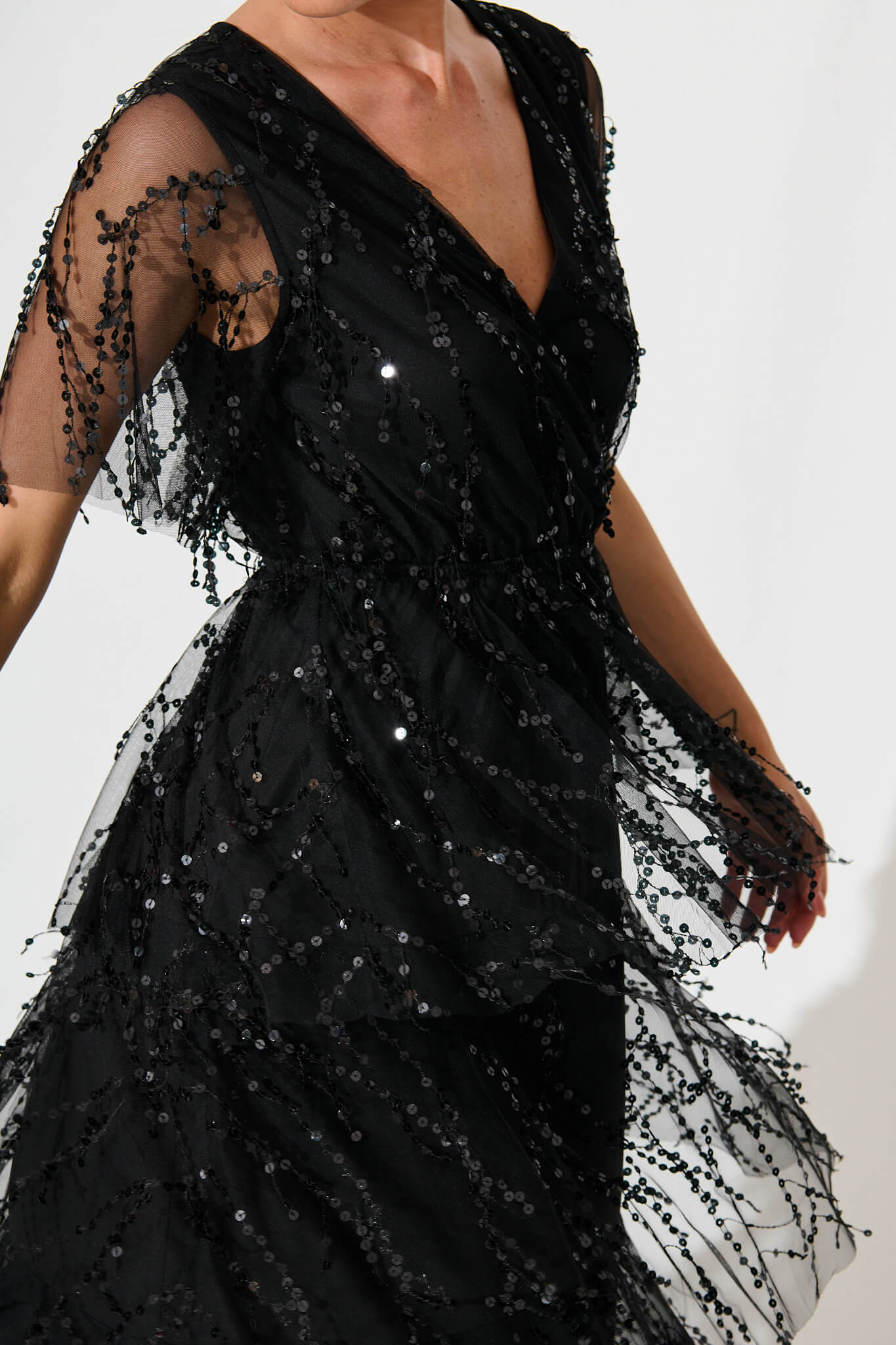 Catalina Midi Dress In Black Sequin