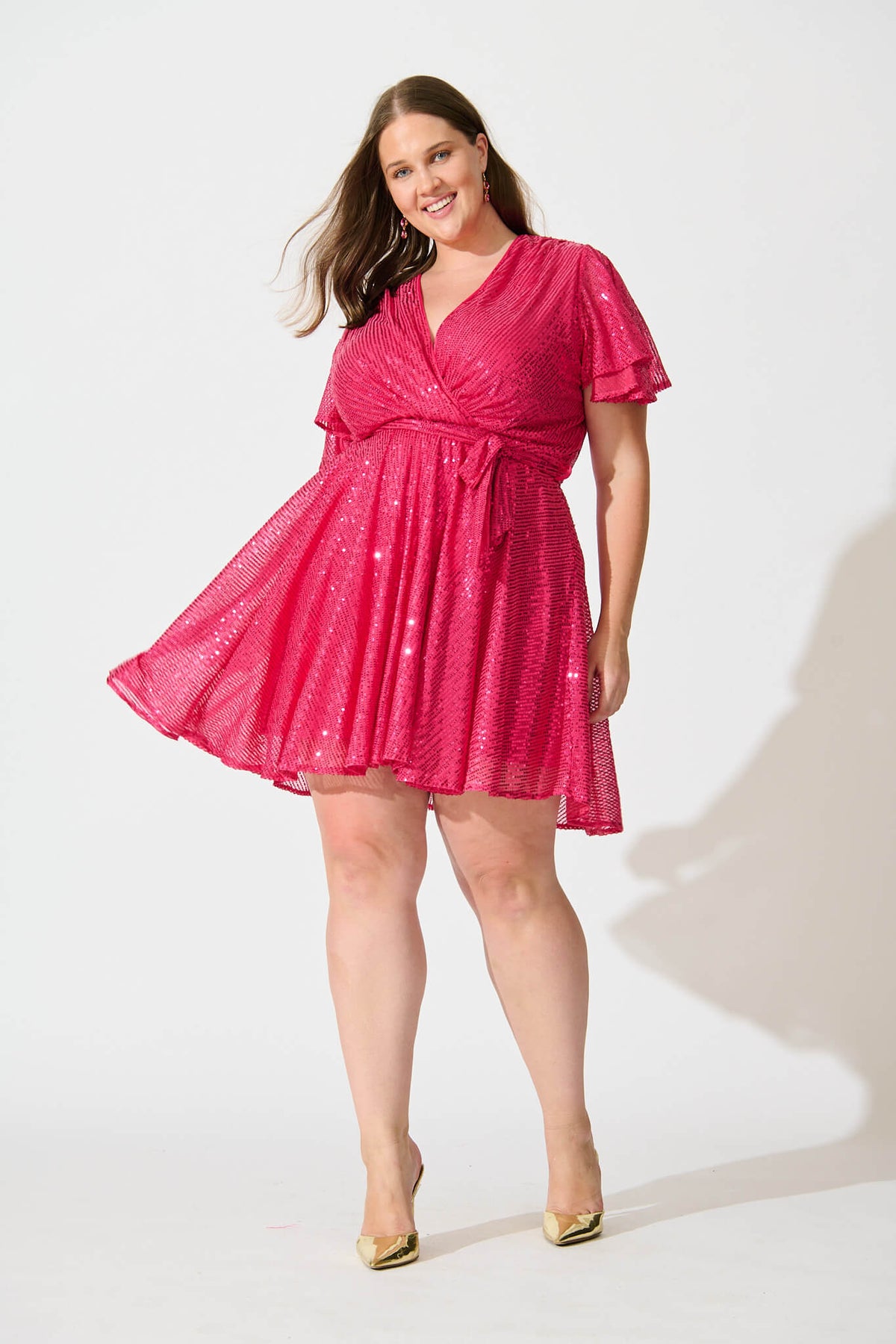 Amoretto Dress In Hot Pink Sequin