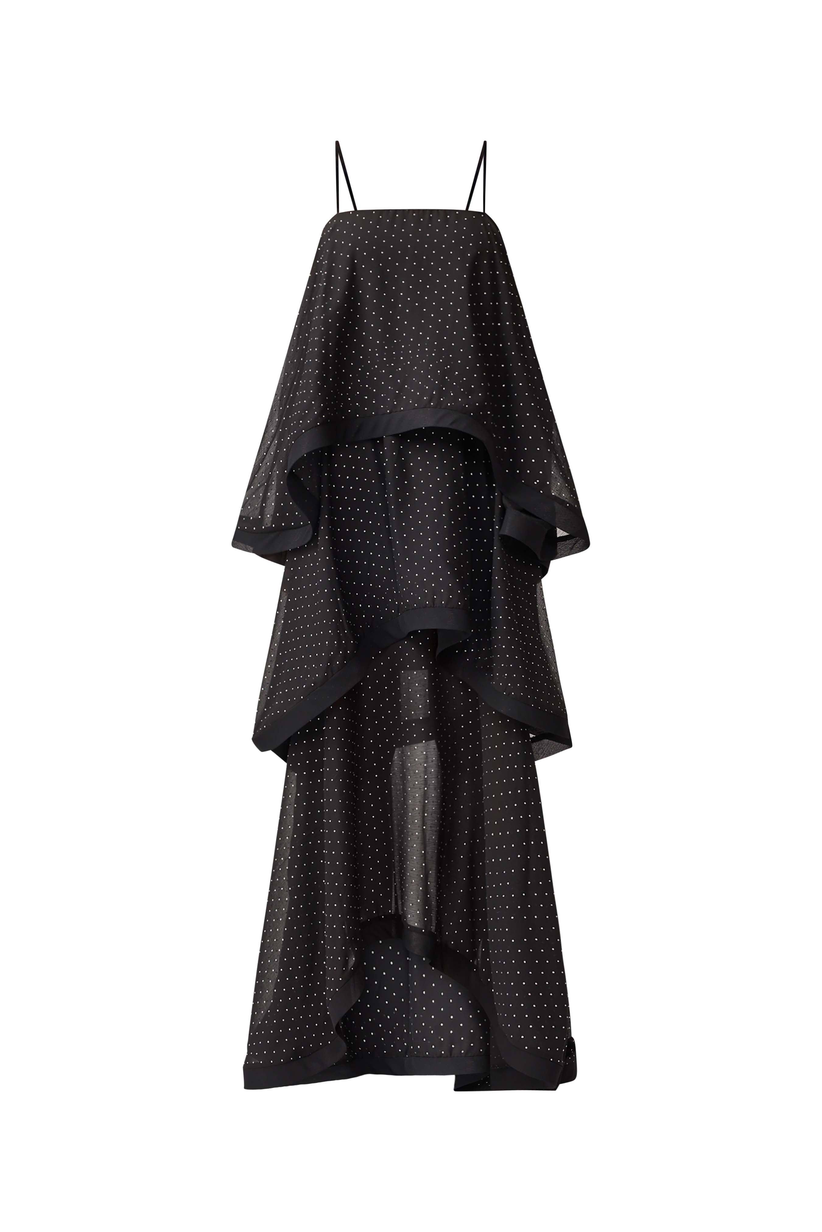 Moss Tiered Embellished Gown in Black