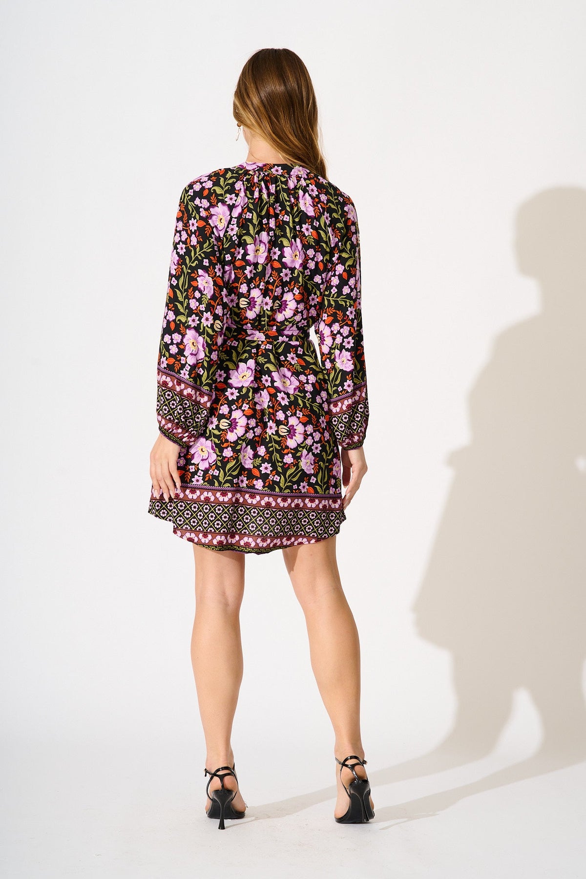 Avalon Dress in Black Multi Floral