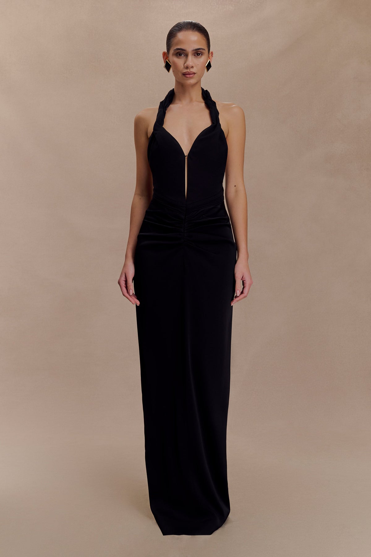 Vivianne Low Neck Maxi Dress - Black