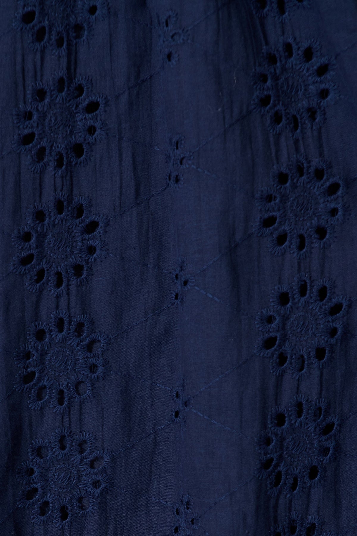 Ayla Midi Shirt Dress In Navy Embroidered Cotton