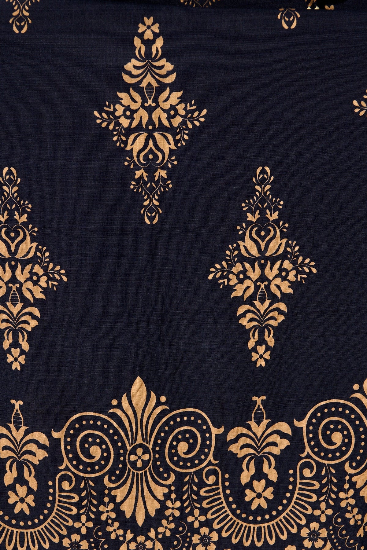Amabelle Midi Dress in Navy with Tan Boho Linen Blend