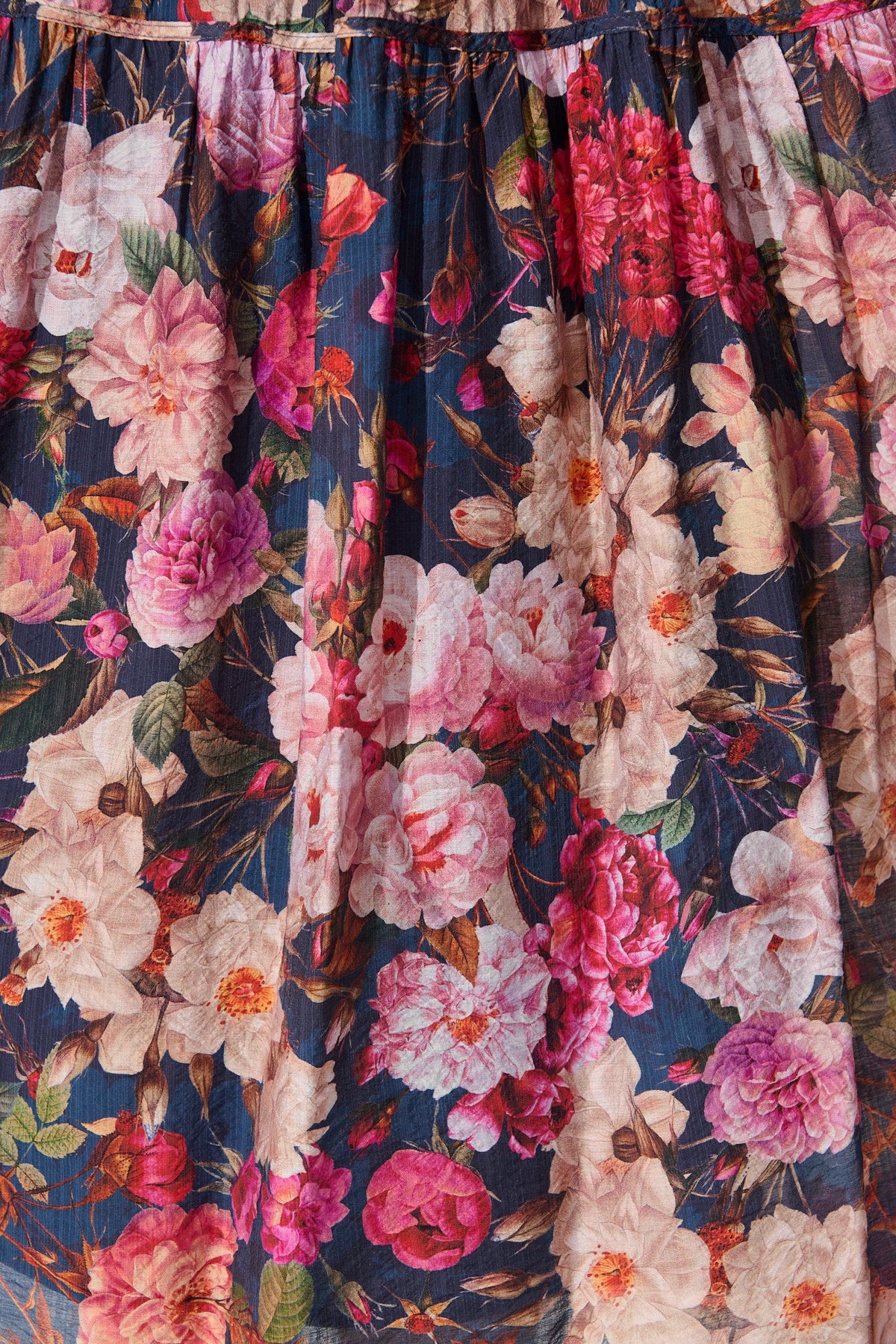 Amalie Midi Dress in Navy with Blush Floral