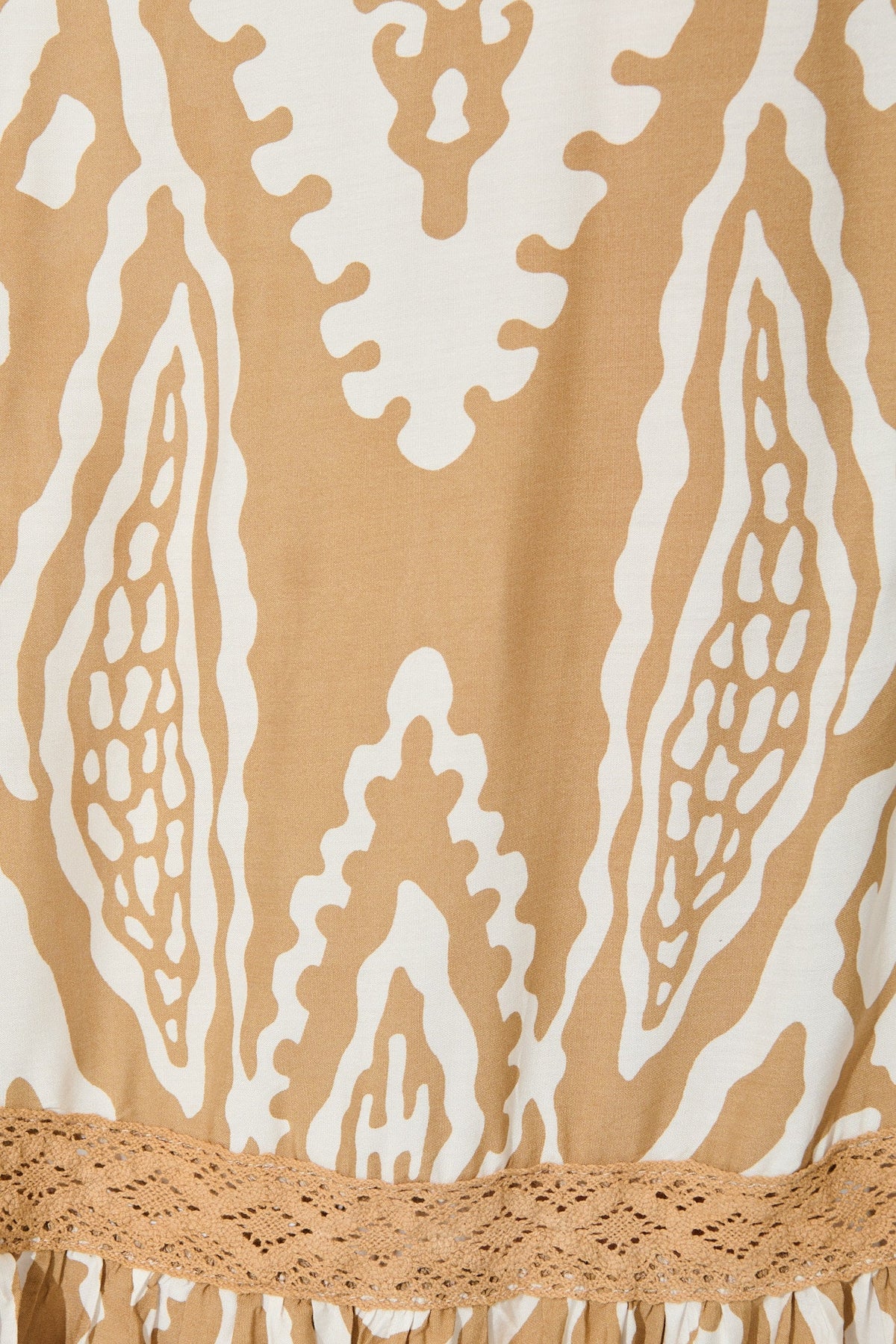 Amarie Maxi Dress in Beige and White Boho Print