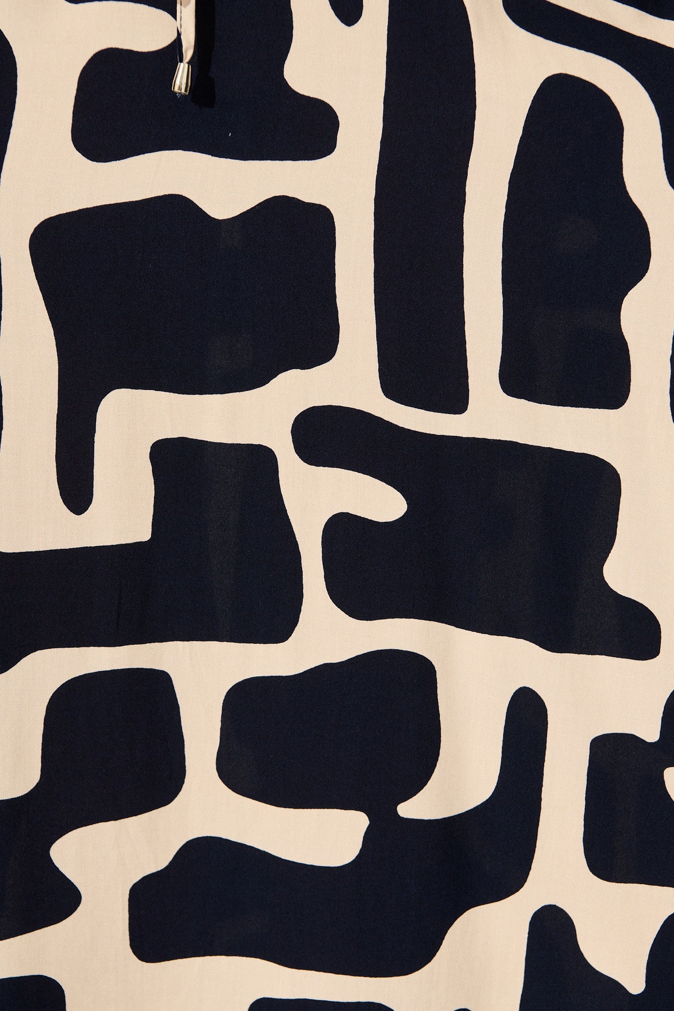 Atana Midi Dress in Black and Beige Geometric Print