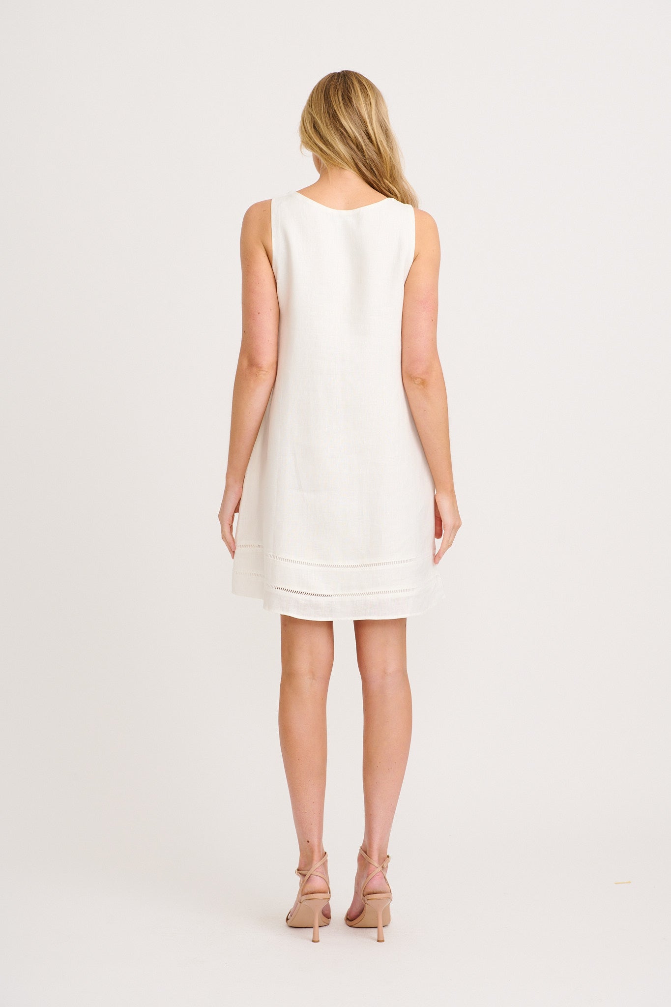 Breeze Flow Dress in White Linen