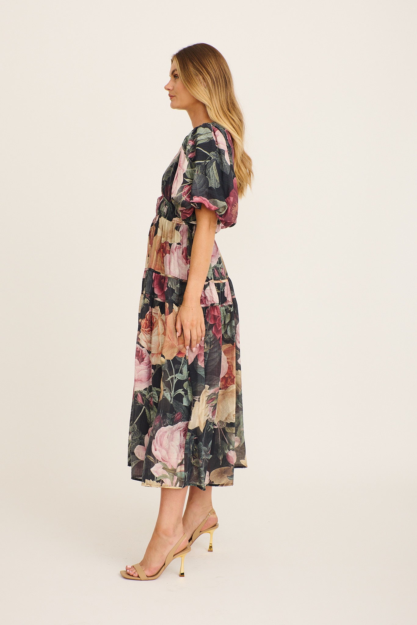 Amalie Midi Dress in Dark Multi Floral