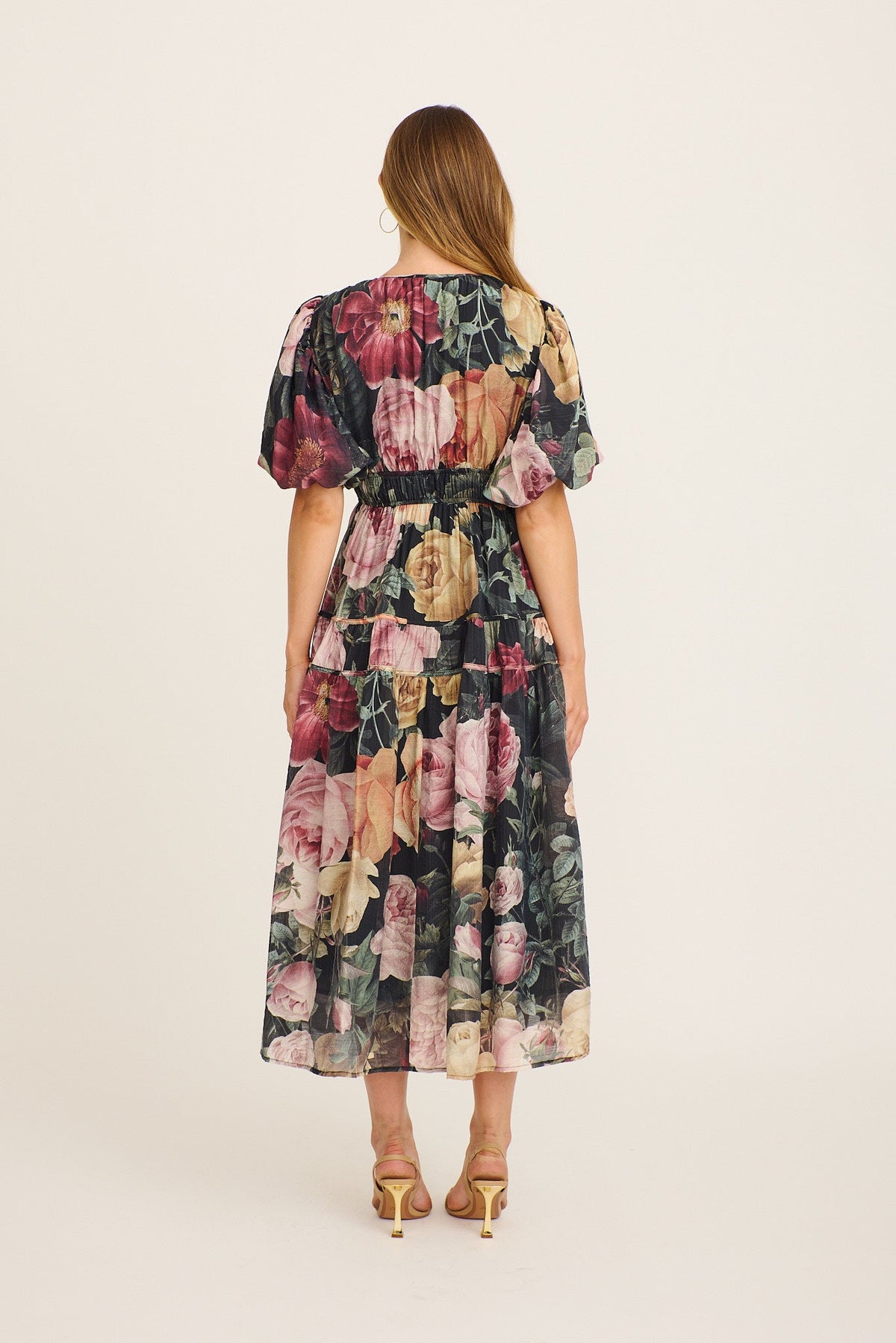 Amalie Midi Dress in Dark Multi Floral