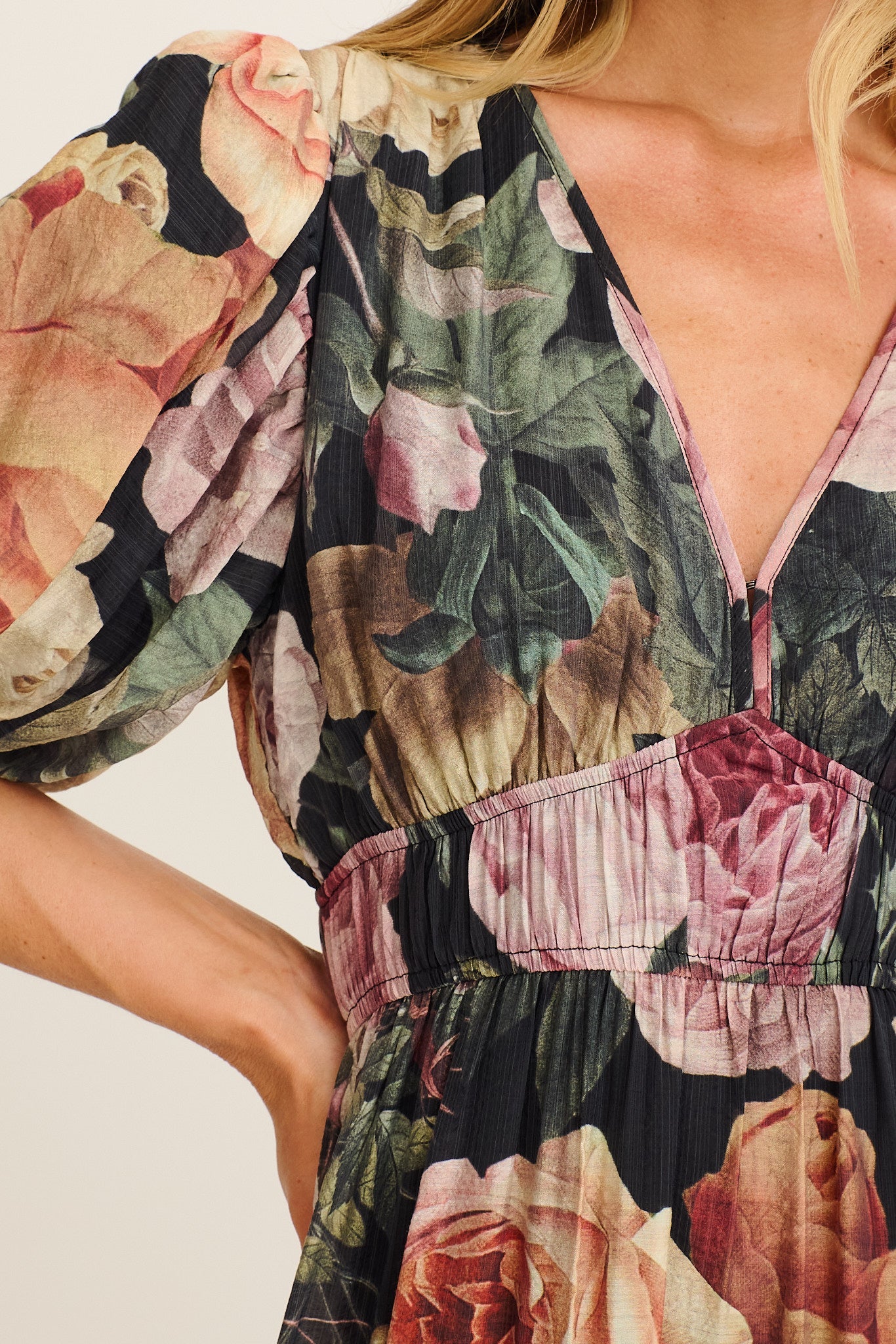 Amalie Midi Dress in Dark Multi Floral