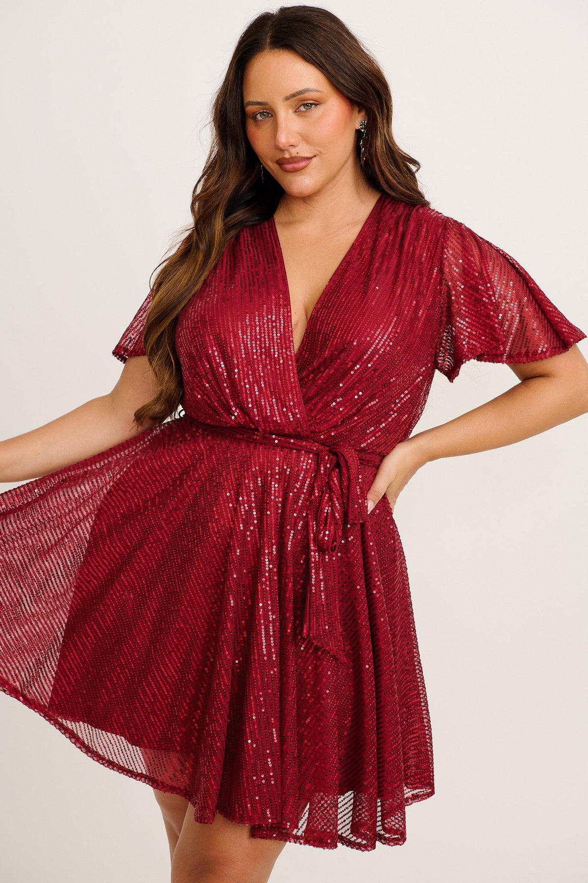 Amoretto Dress in Red Wine Sequin