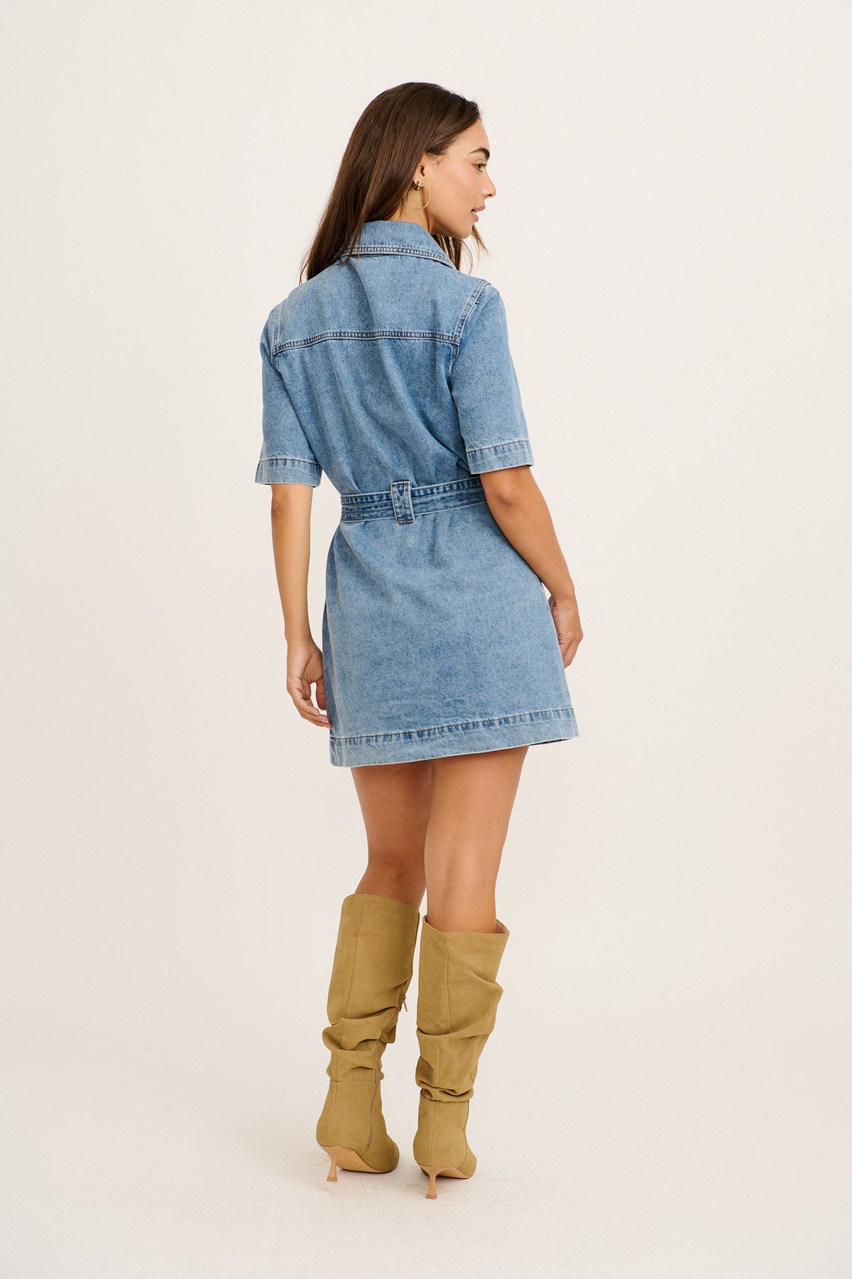 Amoret Shirt Dress in Mid Blue Denim