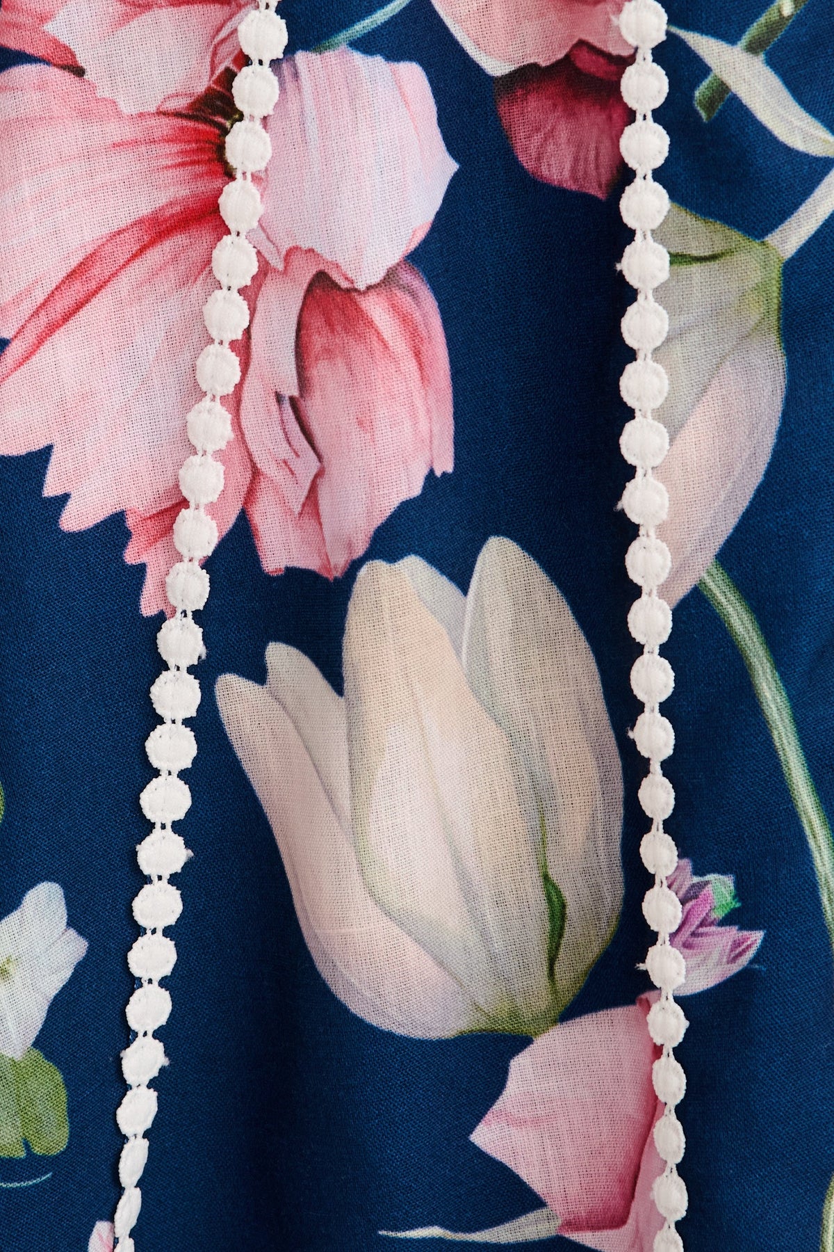 Art Of Bloom Midi Shirt Dress in Navy Floral Linen Blend