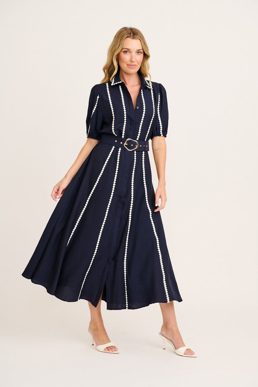 Adore Maxi Shirt Dress in Navy