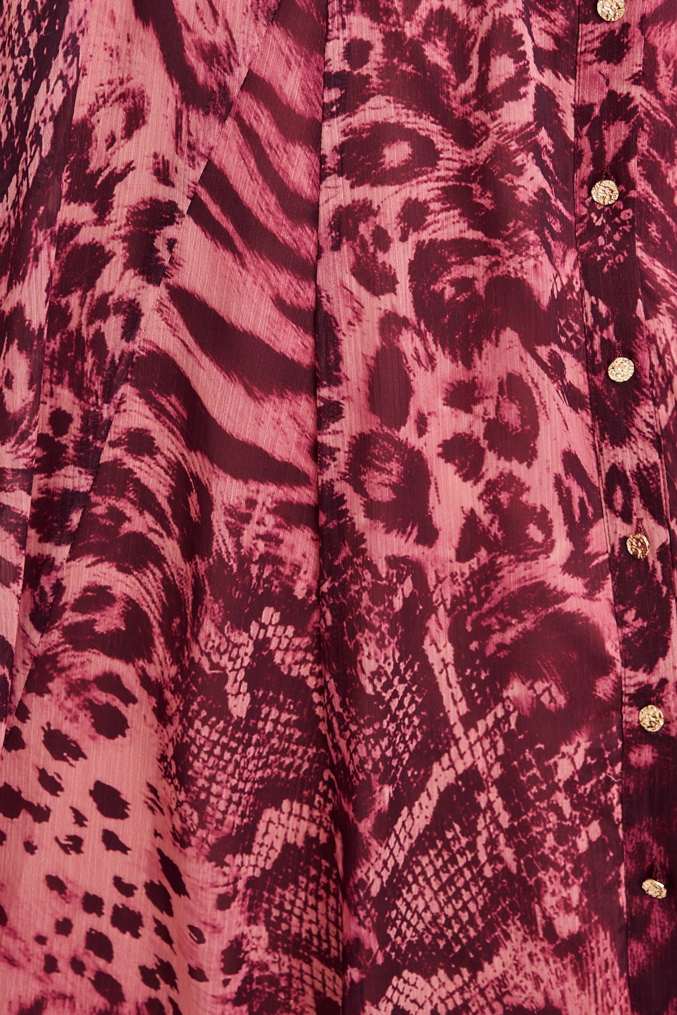 Aryanne Maxi Shirt Dress in Pink Leopard Chiffon