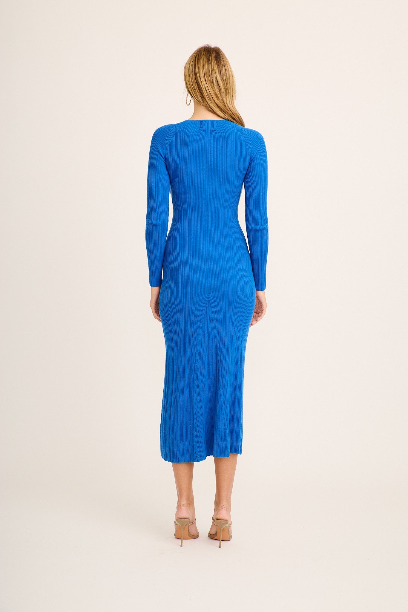 Armina Midi Knit Dress in Cerulean Blue Cotton