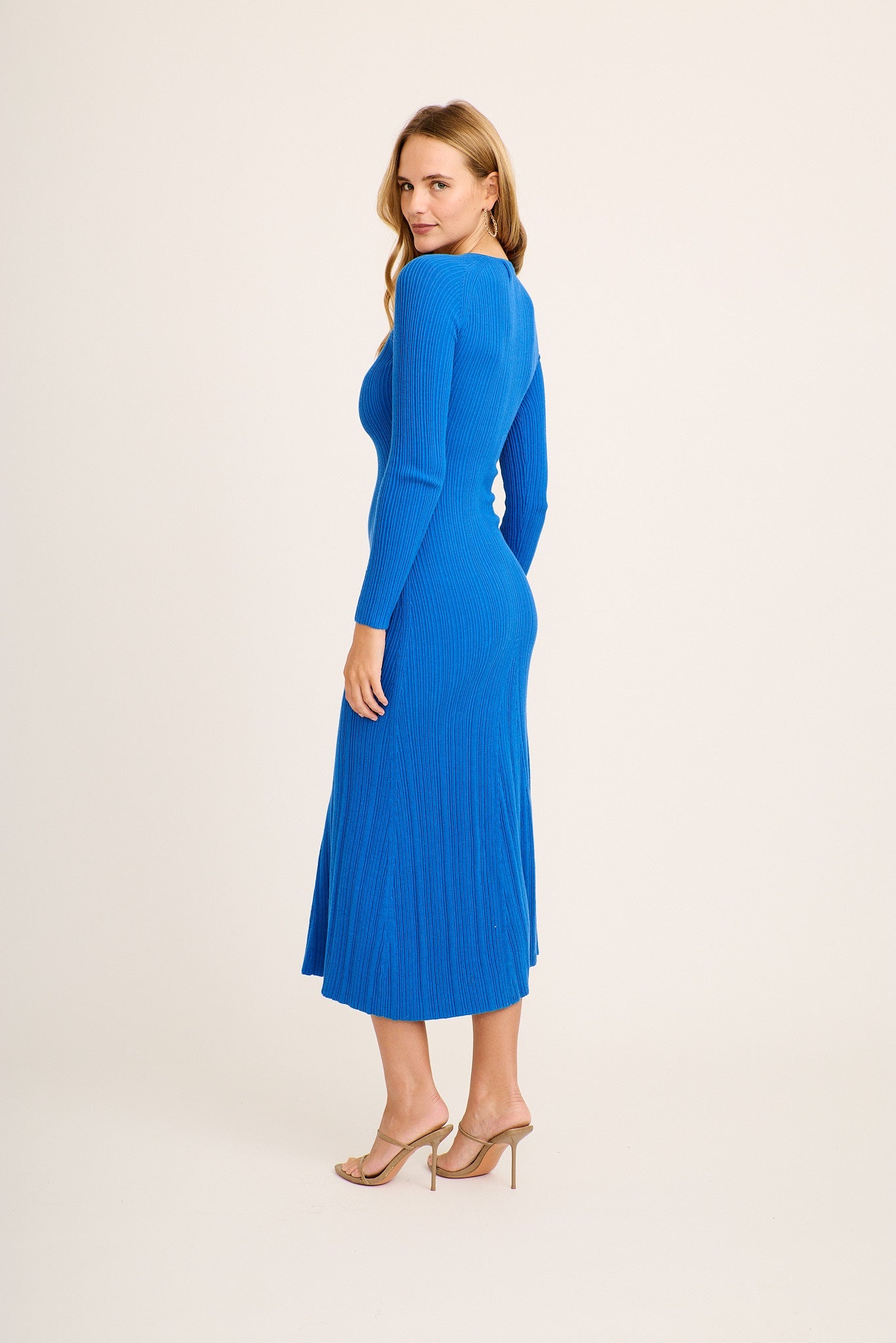 Armina Midi Knit Dress in Cerulean Blue Cotton