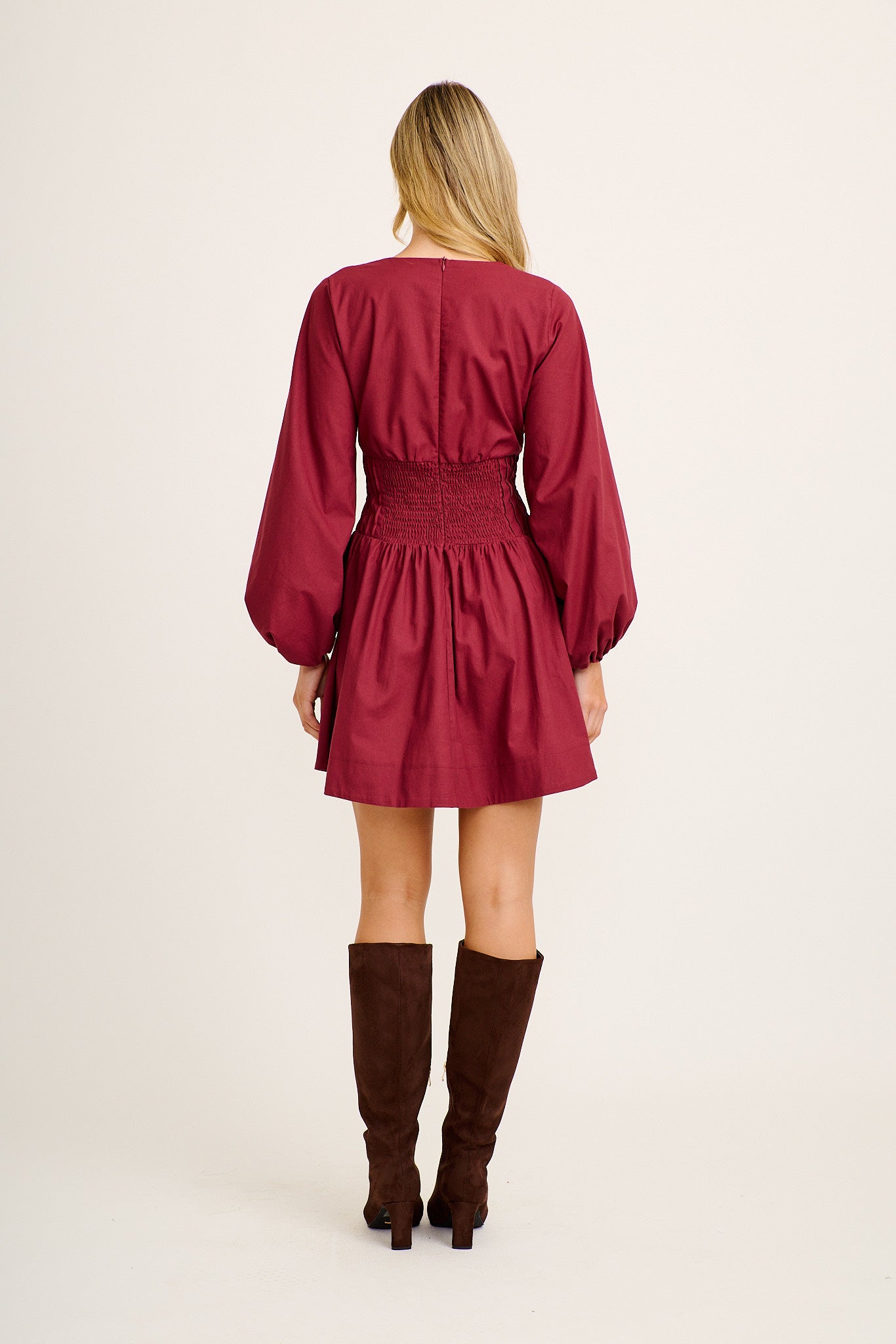 Cheryl Dress in Wine Cotton