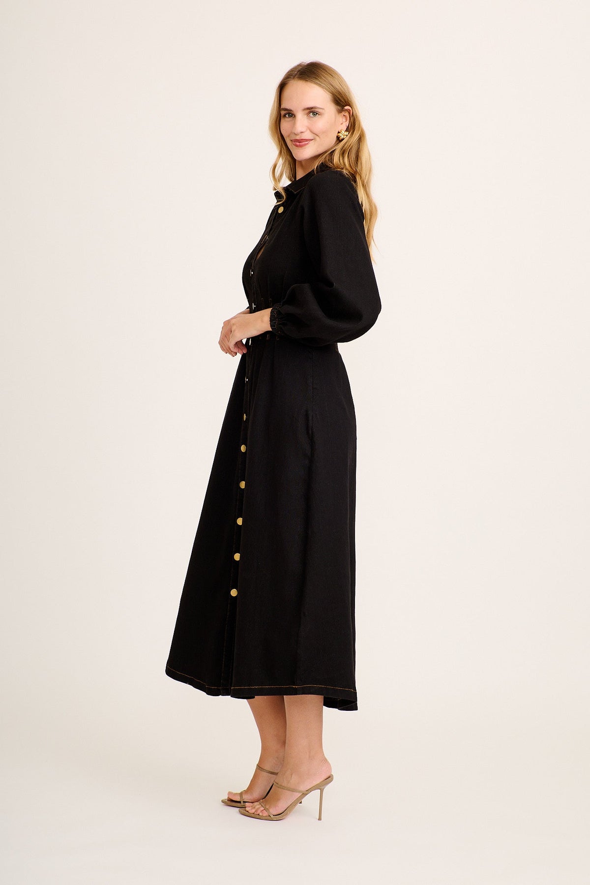 Avenue Maxi Dress in Black Denim