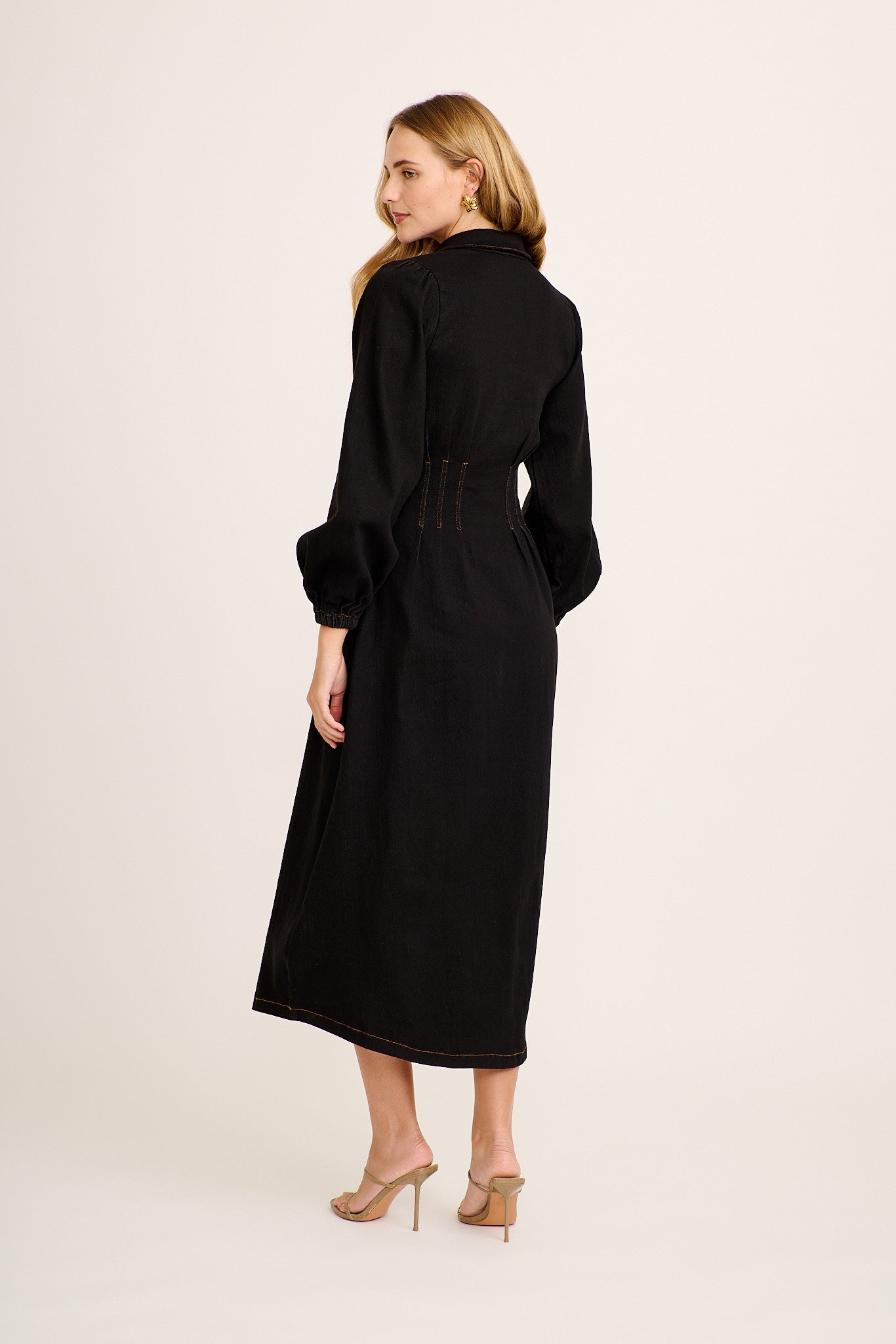Avenue Maxi Dress in Black Denim