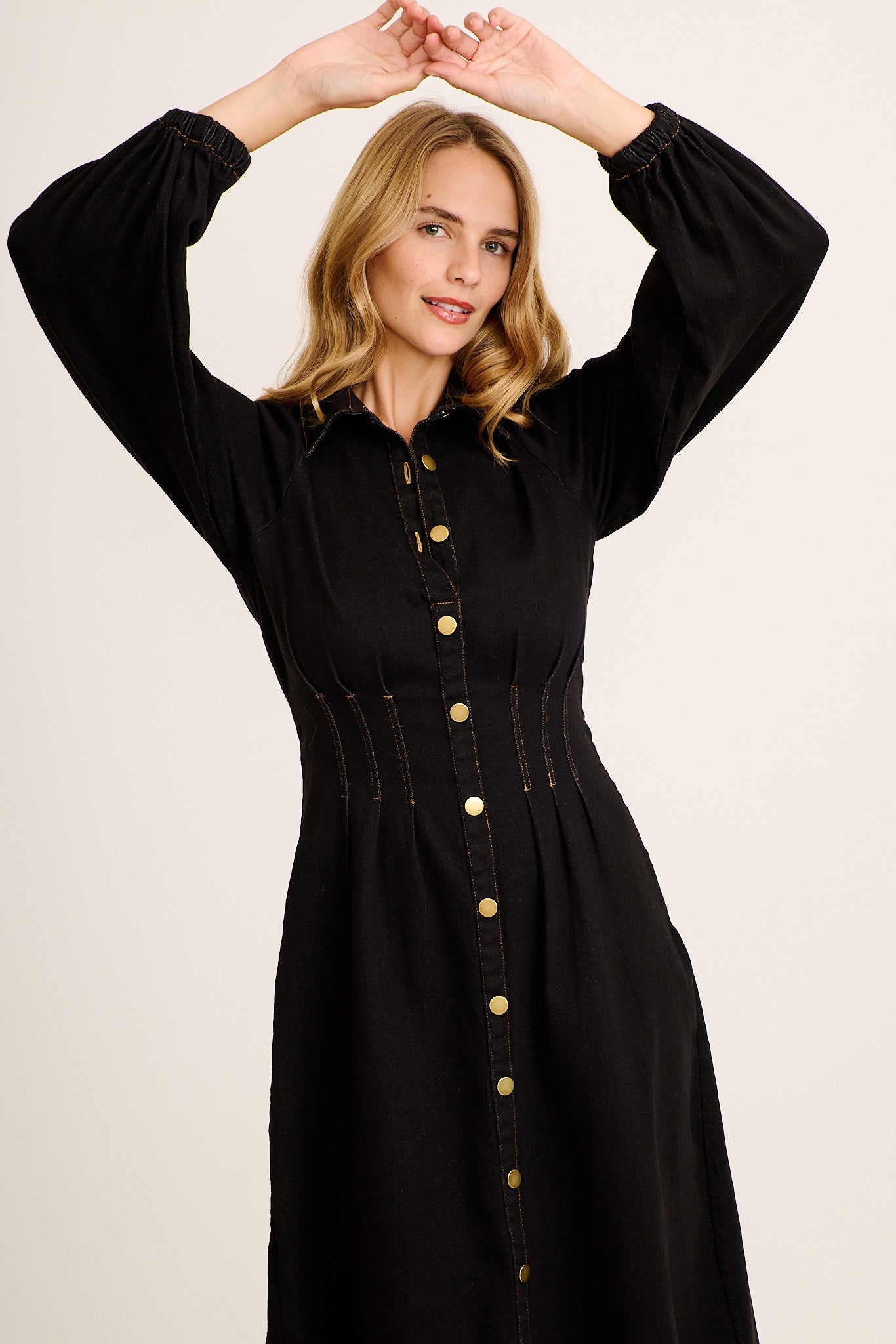 Avenue Maxi Dress in Black Denim