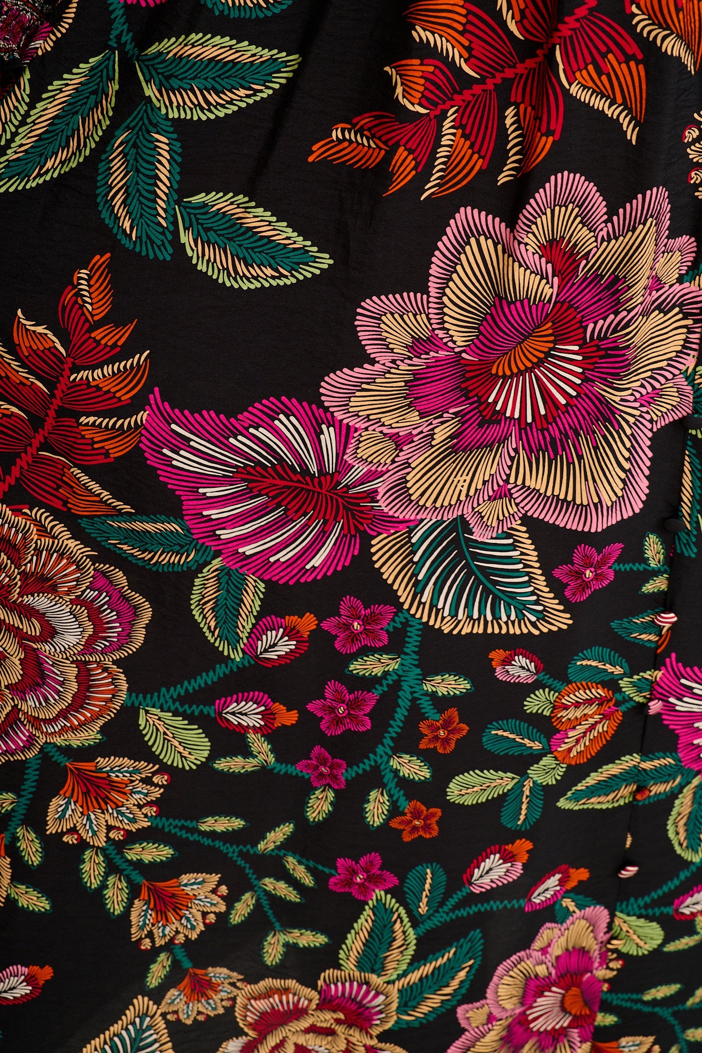 Amora Maxi Dress in Black with Pink Floral Linen Blend