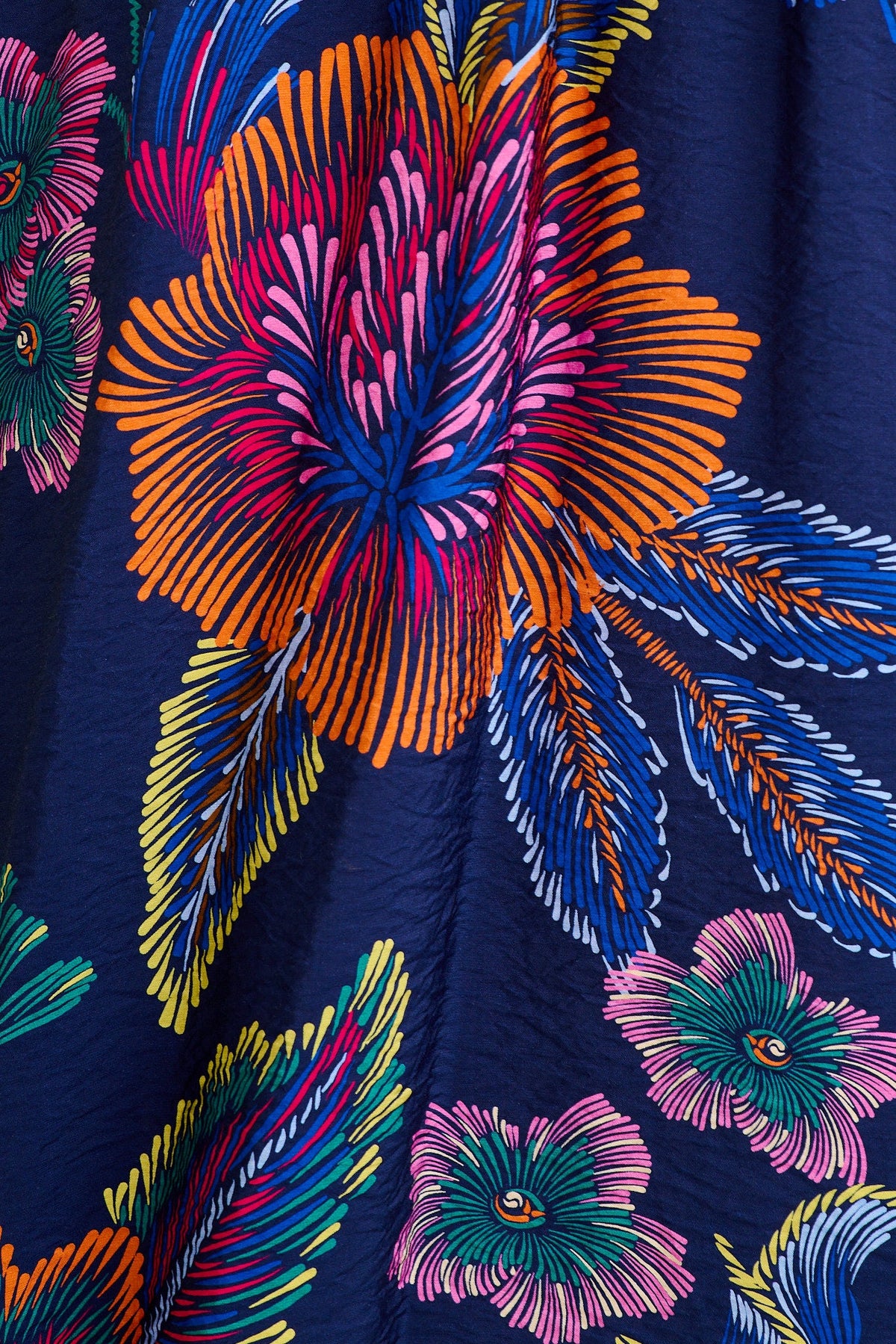 Amora Maxi Dress in Blue with Multi Floral Linen Blend