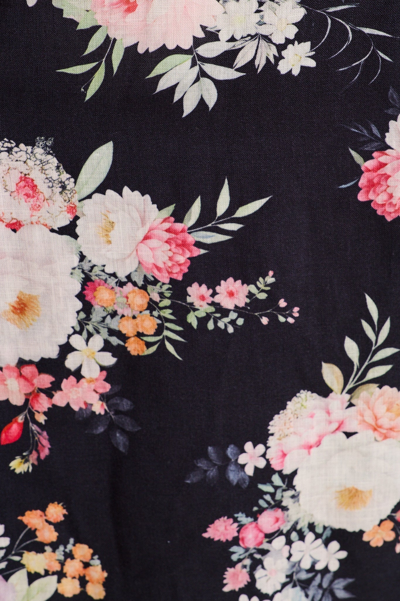 Chic In Bloom Maxi Shirt Dress in Black Floral Linen Blend