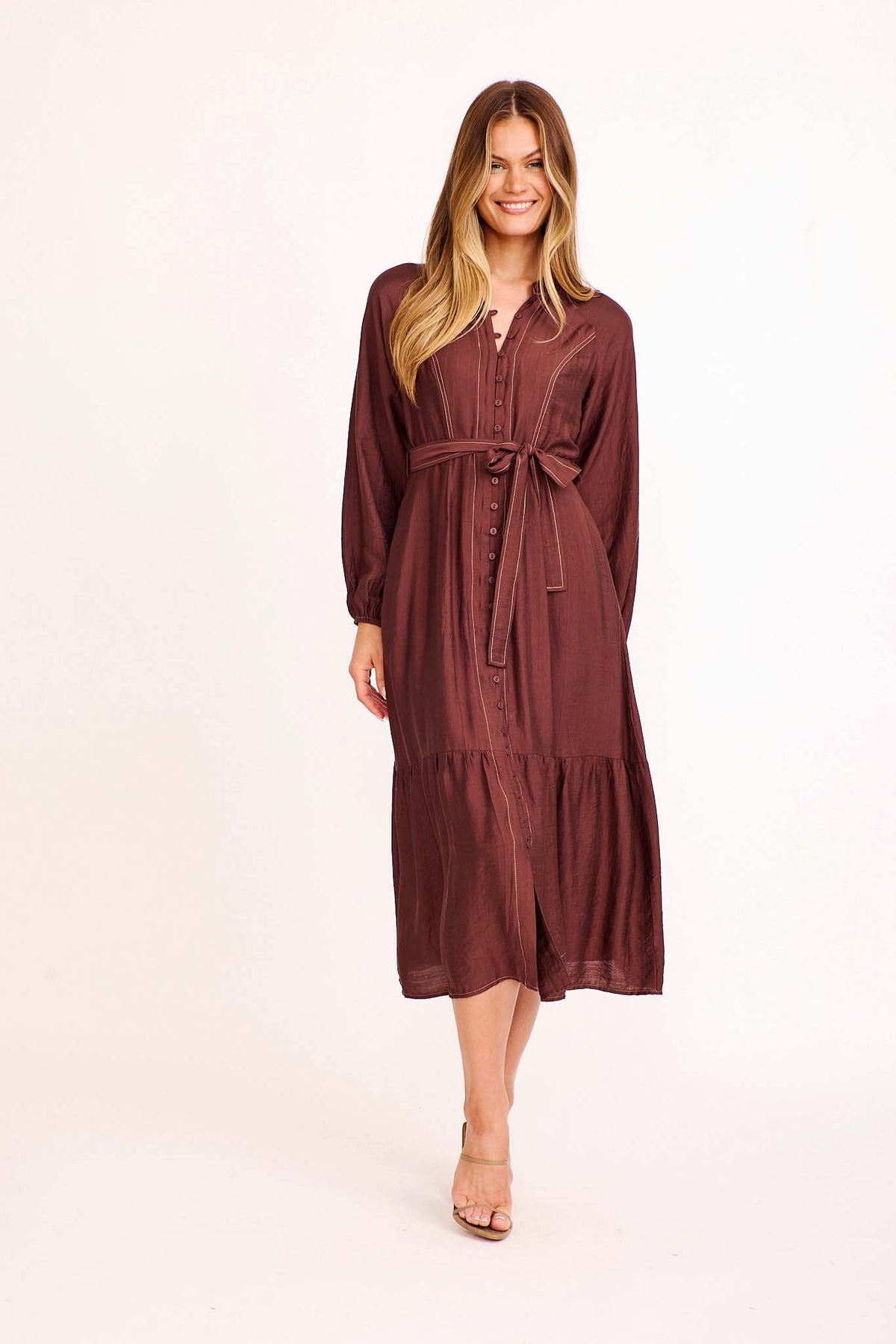 Calix Midi Dress in Chocolate