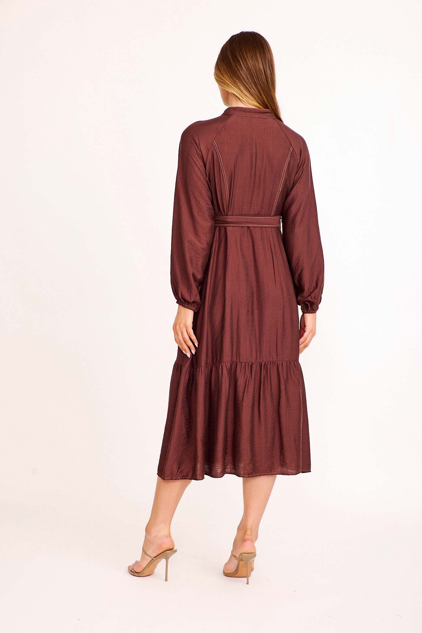 Calix Midi Dress in Chocolate