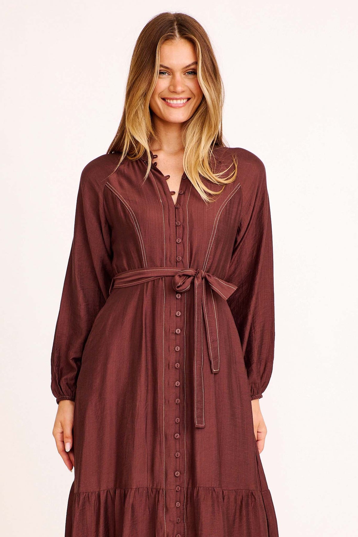 Calix Midi Dress in Chocolate