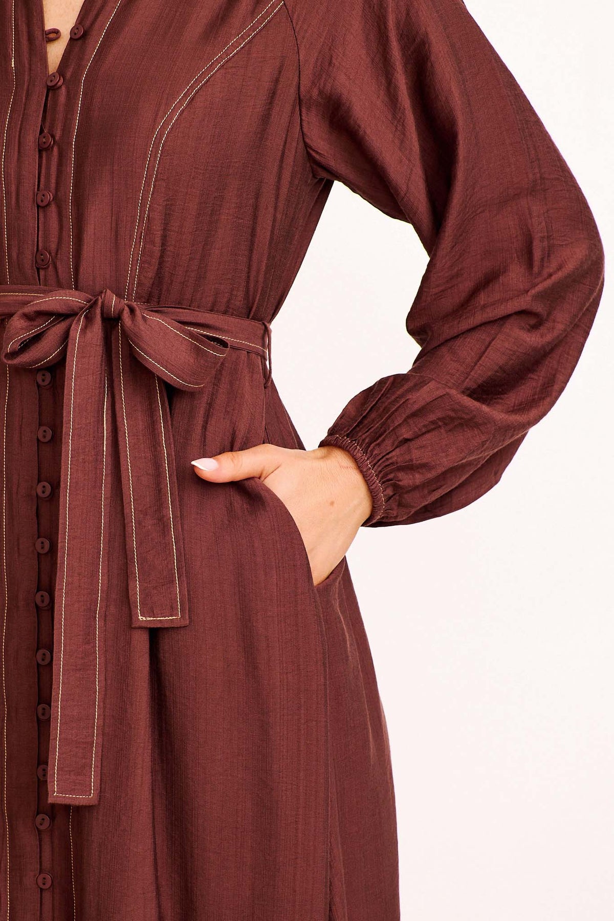 Calix Midi Dress in Chocolate
